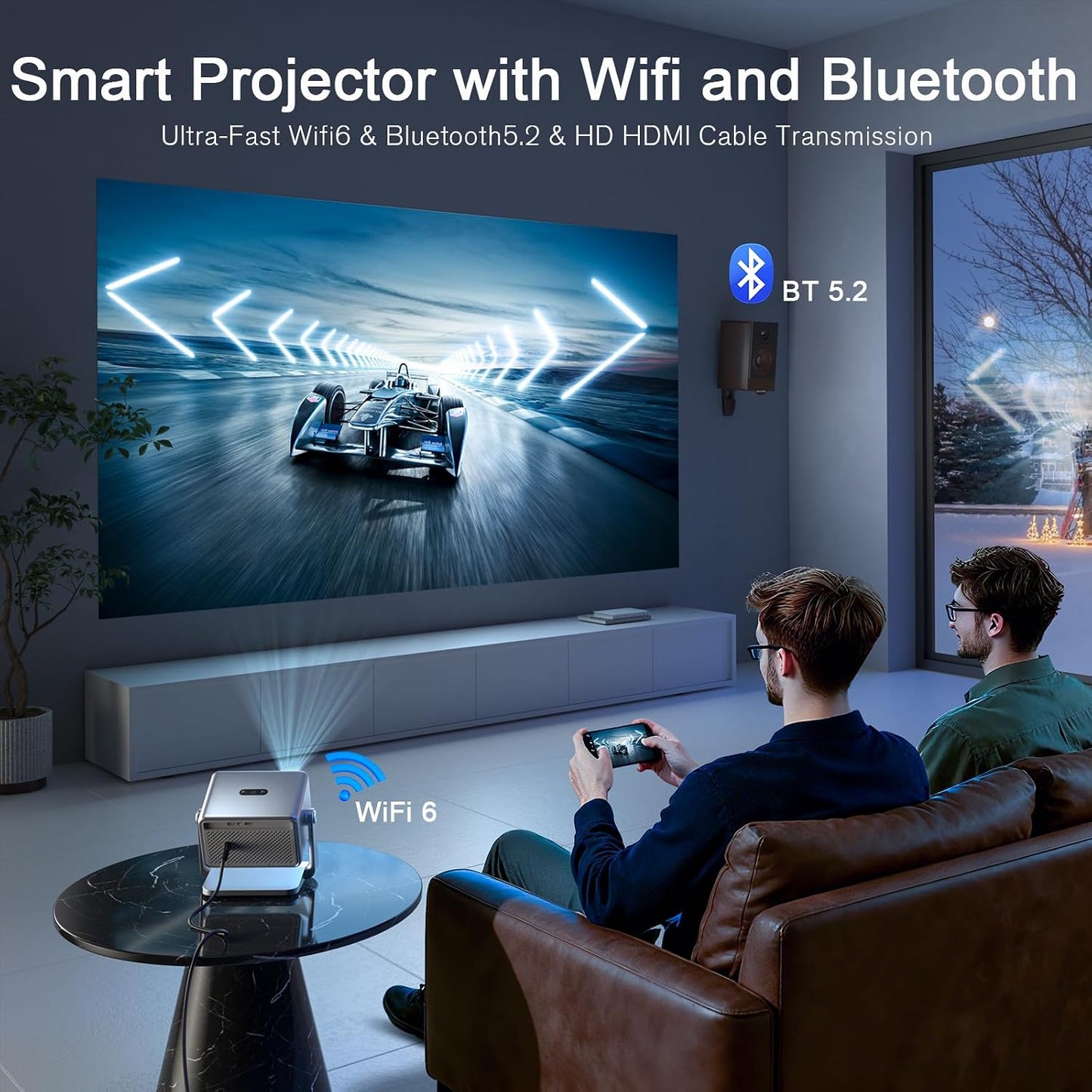 [4600 ANSI y ahora con Netflix] Proyector 4K con WiFi y Bluetooth,...
