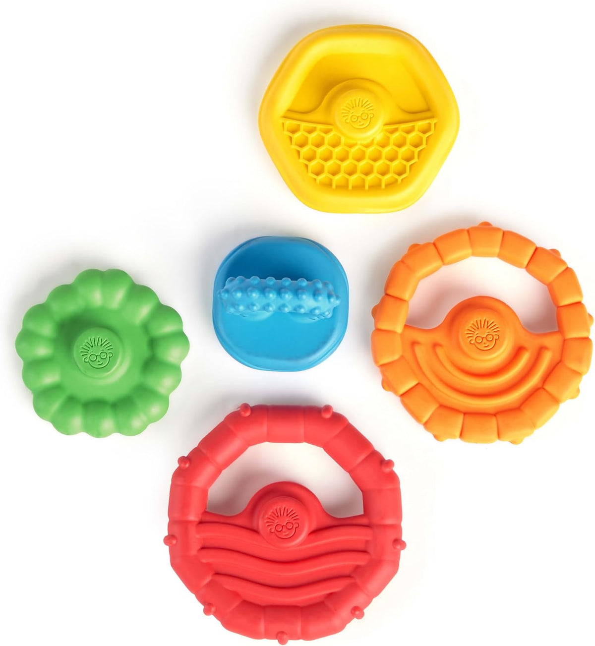 Baby Einstein Stack &amp; Teethe - Juego de 5 mordedores multitextu...