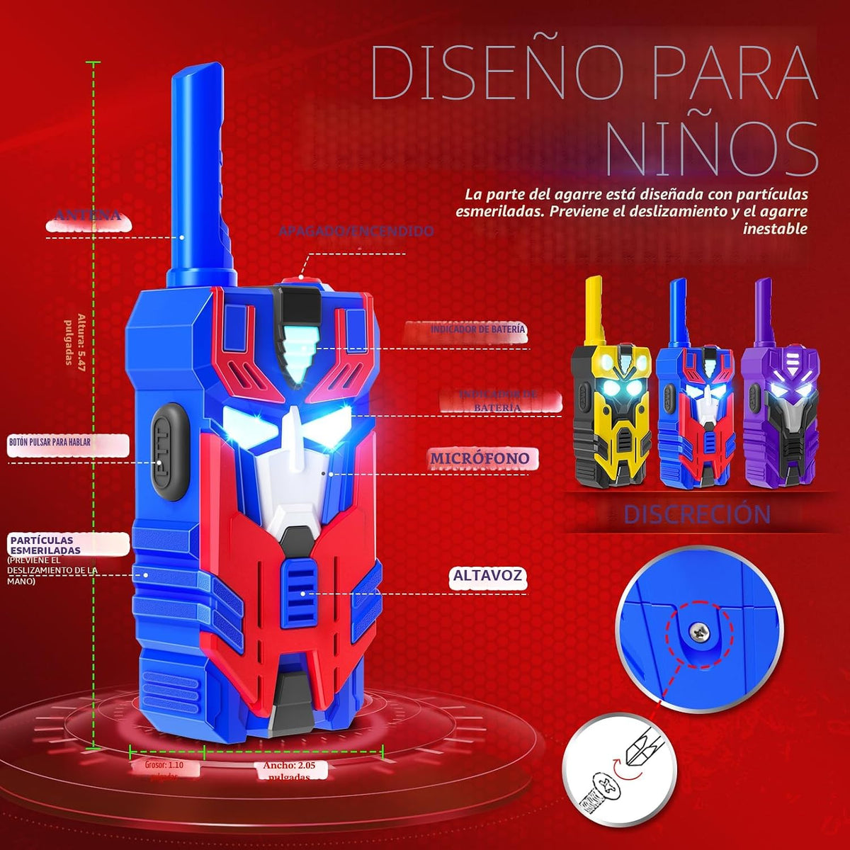 Walkie-talkies de transformación de juguetes para niños, paquete de...
