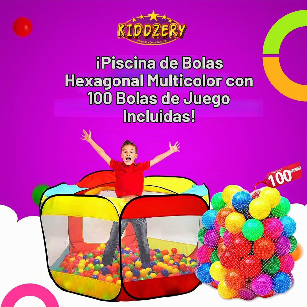 Piscina de pelotas para niños, carpa grande desplegable para niños...