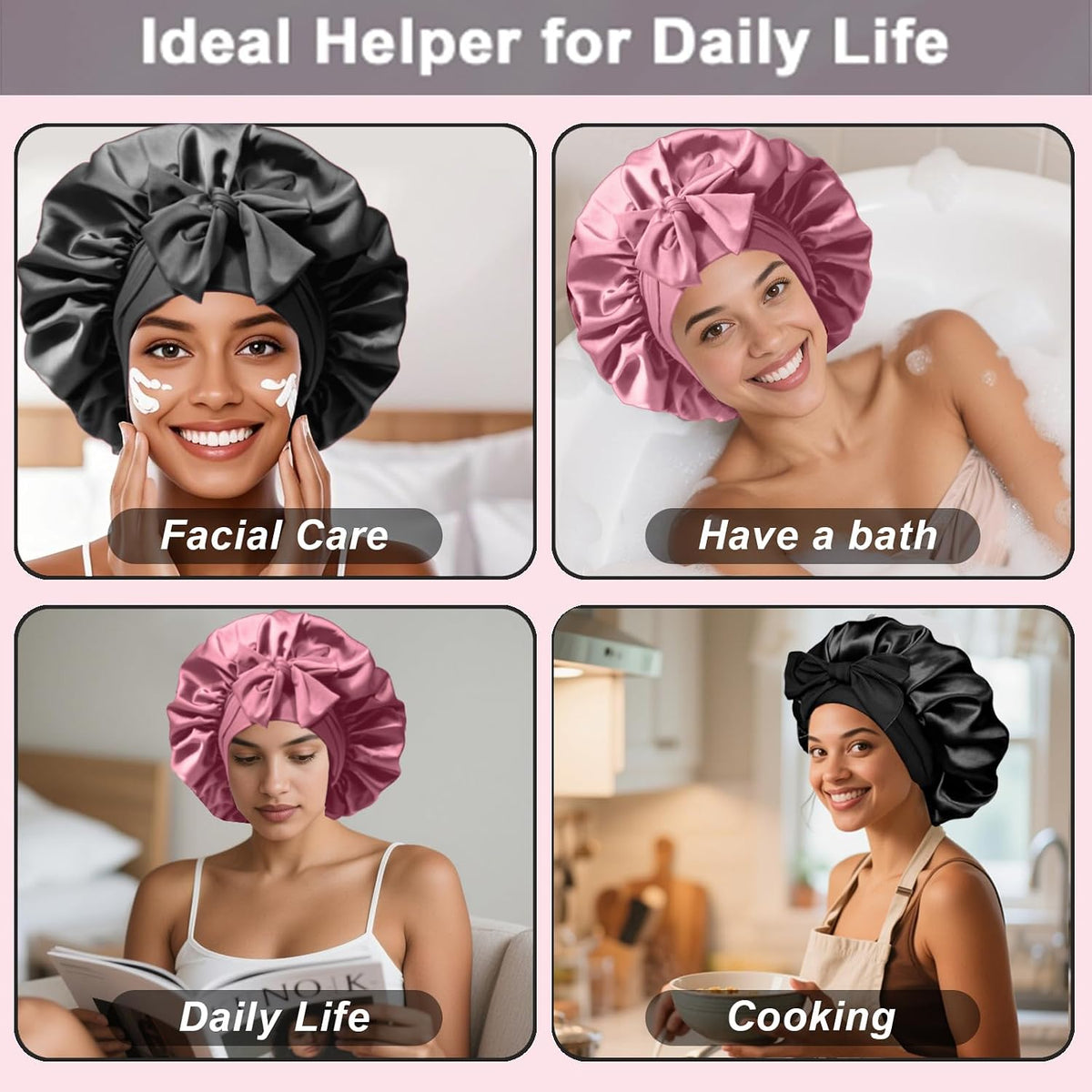 2 piezas de gorro de seda satinada para dormir para mujeres, gorro...