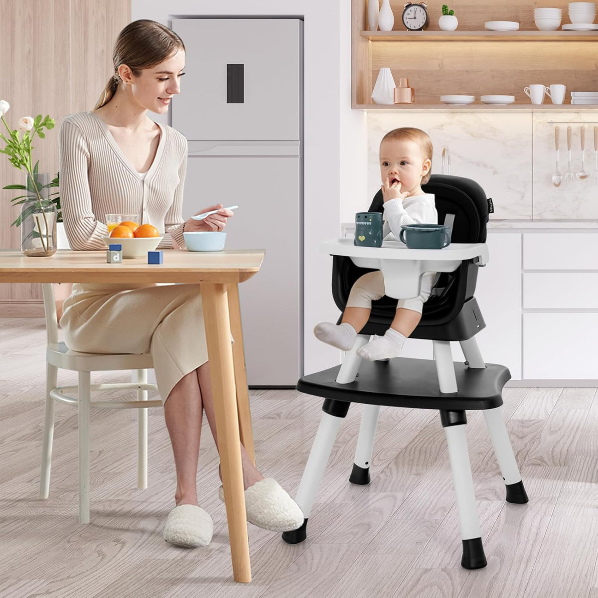 HONEY JOY Silla alta 8 en 1 para bebé, silla alta convertible para...