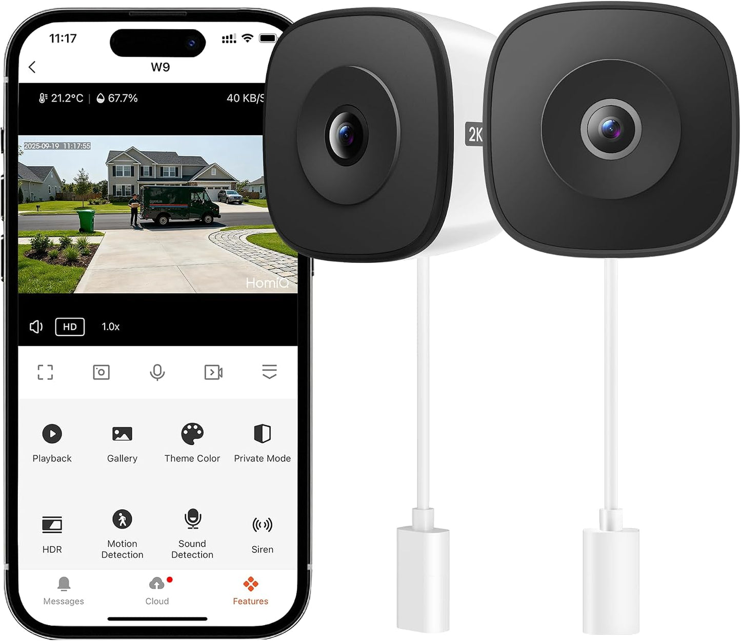 HOMIQ LIFE Cámara de seguridad para ventanas 2K, cámaras WiFi inter...
