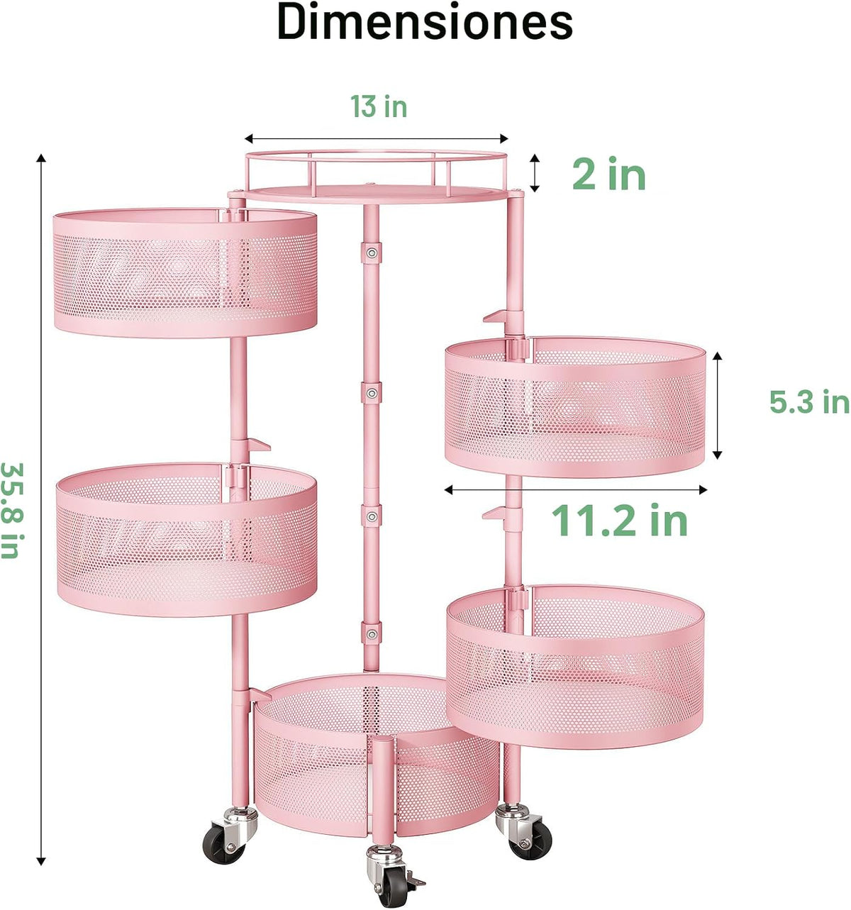 SAYZH Soporte para cesta de frutas y verduras de 5 niveles para coc...