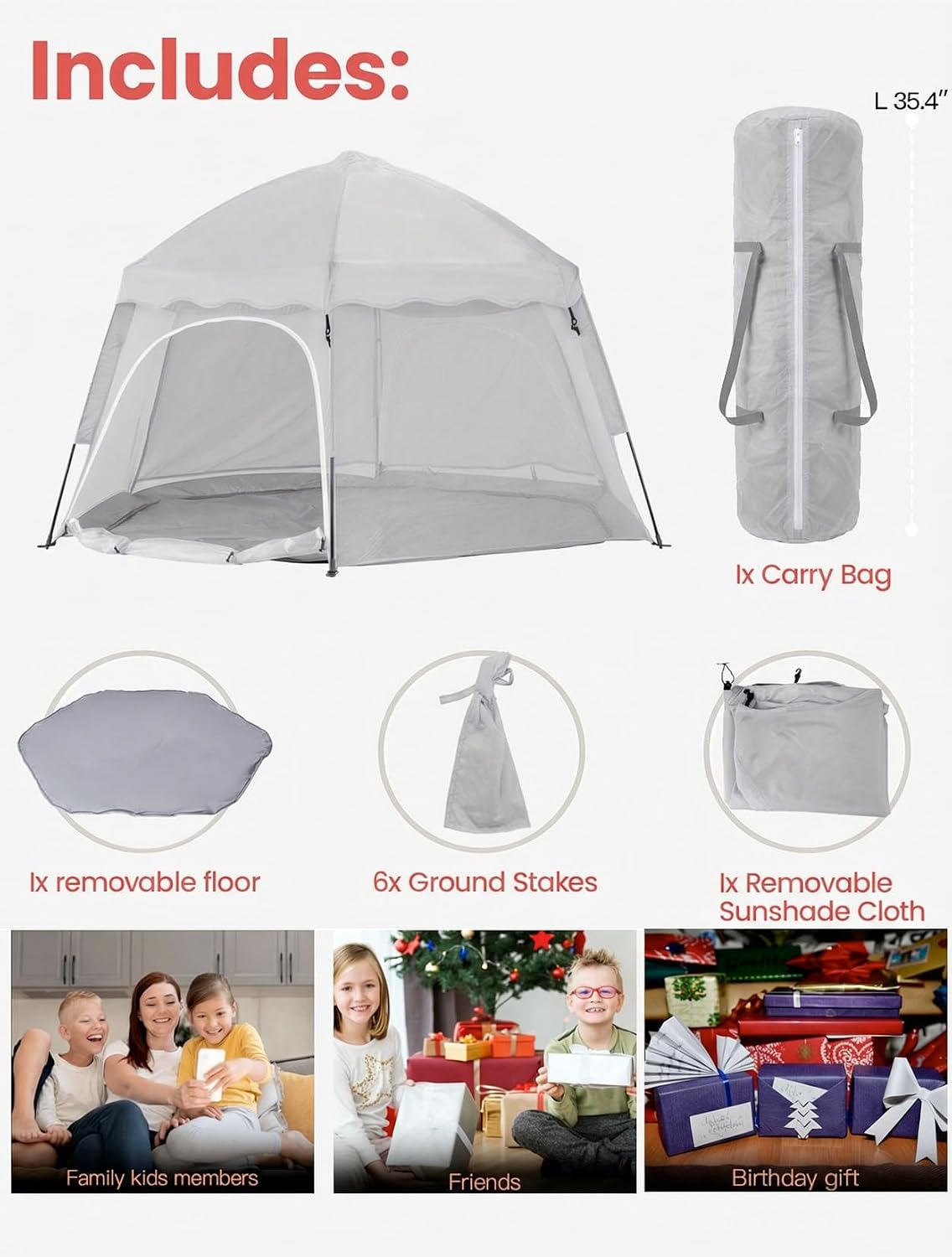 Porayhut Tienda de campaña grande desplegable para niños, casa de j...