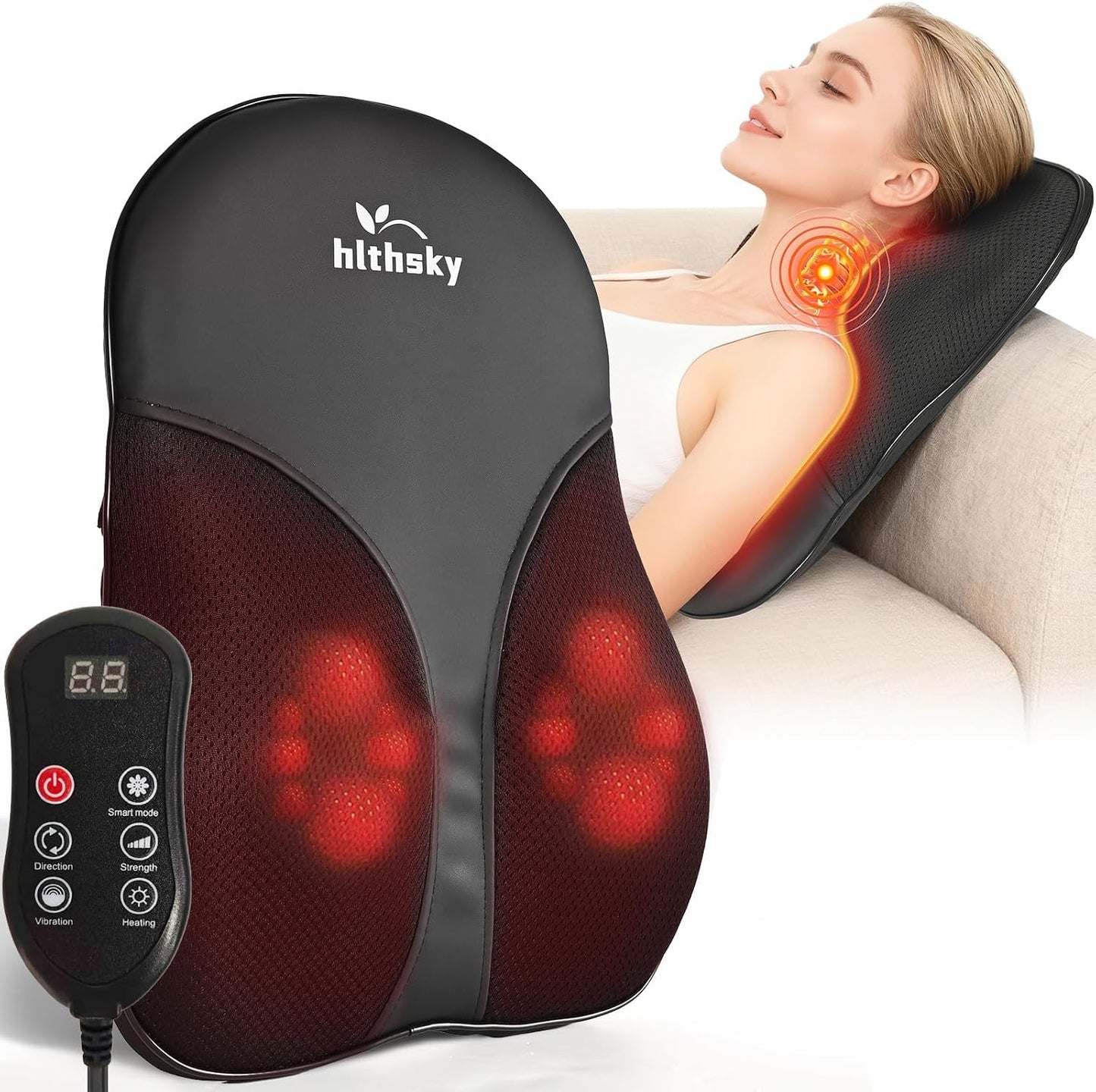 hlthsky Shiatsu - Masajeador de espalda y cuello para aliviar el do...
