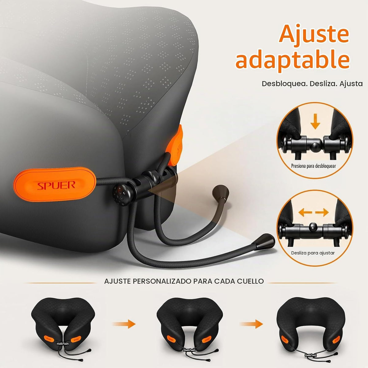 Almohada de viaje premium para aviones, almohada ergonómica para el...