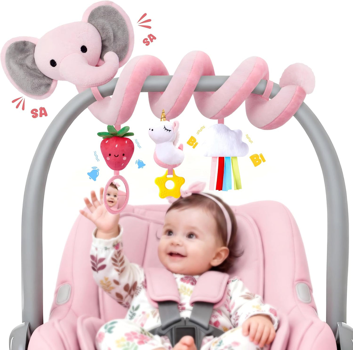 Juguetes de asiento de coche en espiral para bebés niñas de 0 a 6 m...