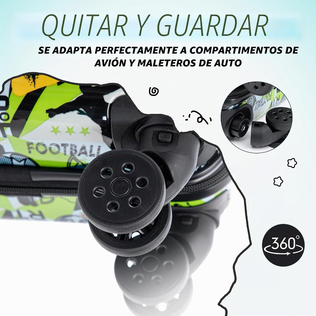 Juego de equipaje para niños de 16 pulgadas con ruedas giratorias,...
