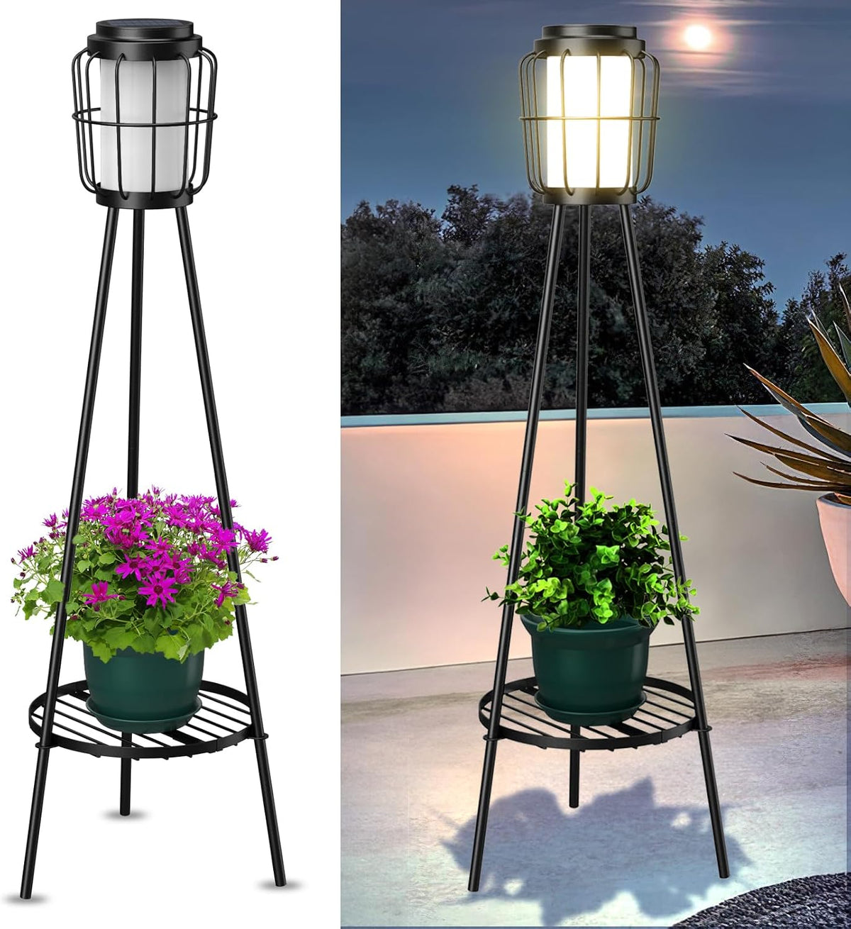 Paquete de 2 luces solares para exteriores con soportes para planta...