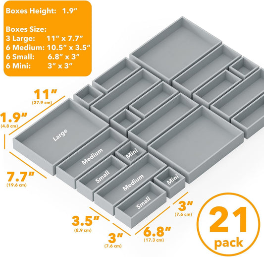 SpaceAid Juego de 21 Piezas Organizador de Cajones de Bambú Cajas d...