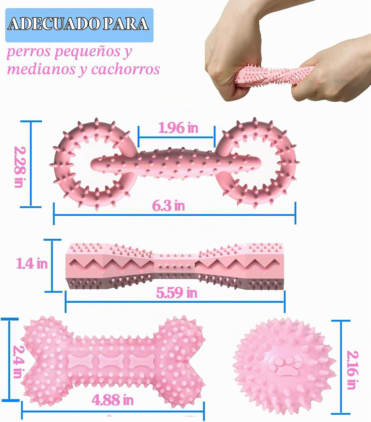 Paquete de 4 juguetes para cachorros de 2 a 8 meses, juguete mastic...