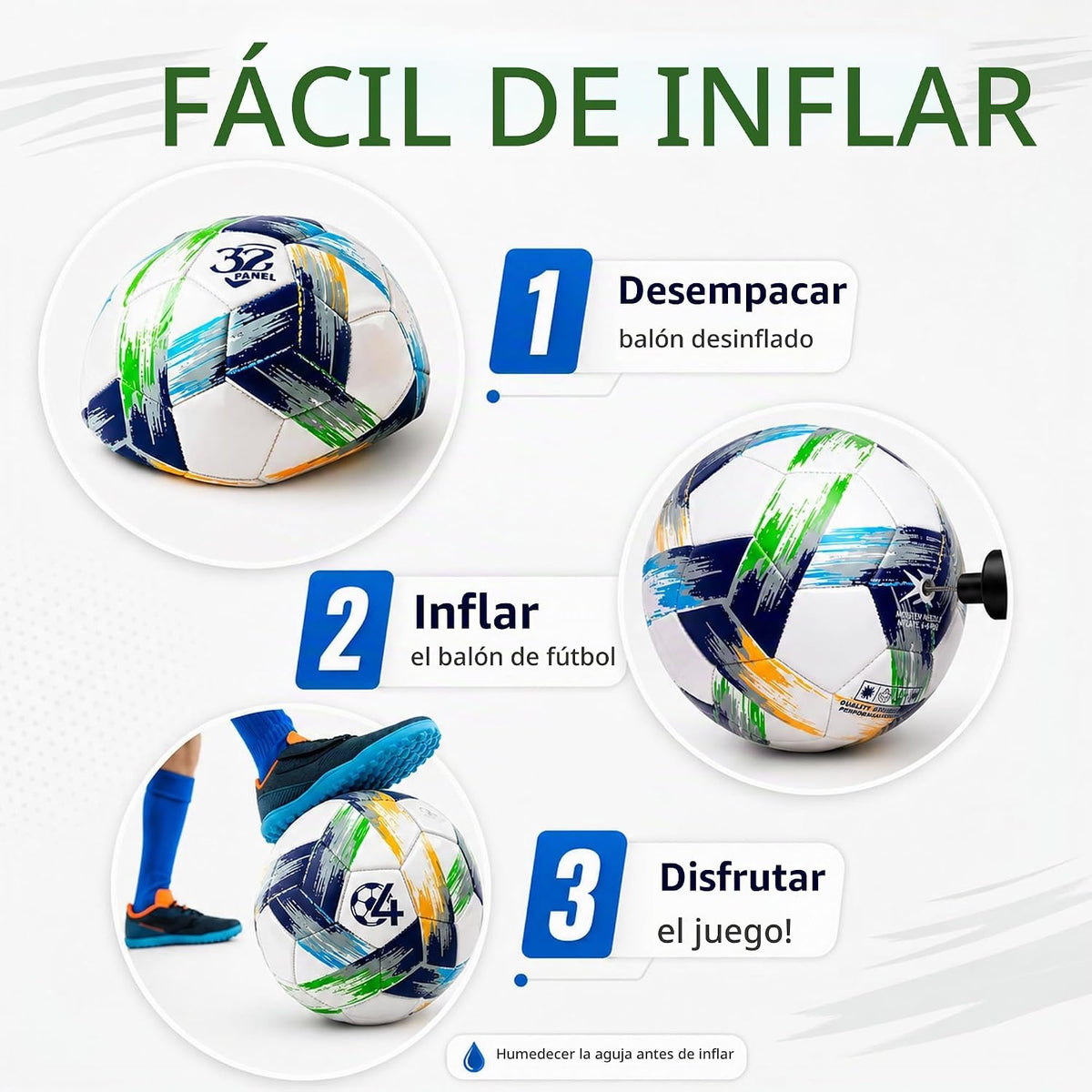 Innotoys Balón de fútbol tamaño 5, tamaño 4, tamaño 3, desinflado,...