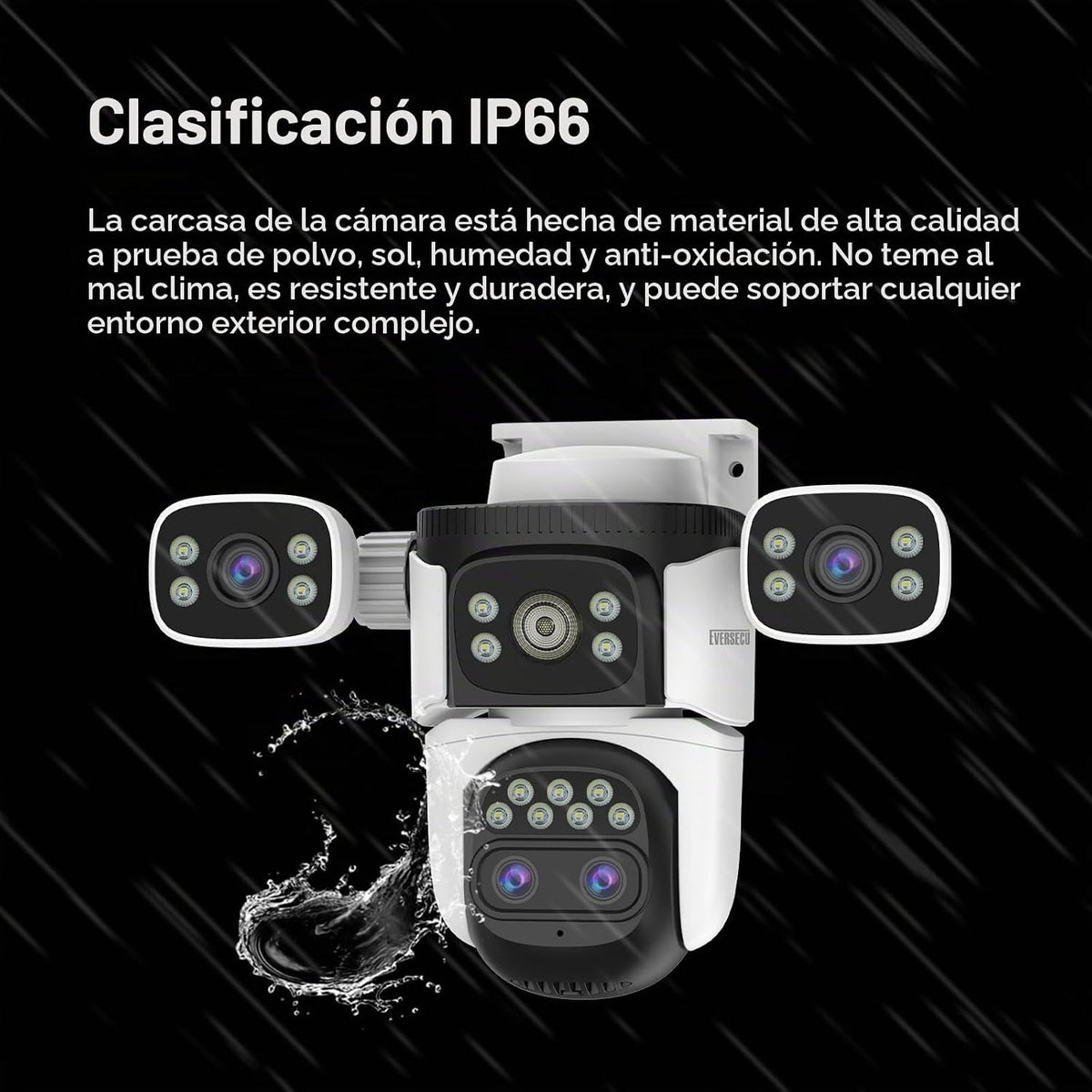 EVERSECU - Cámara de seguridad WiFi PTZ de lente cuádruple con zoom...