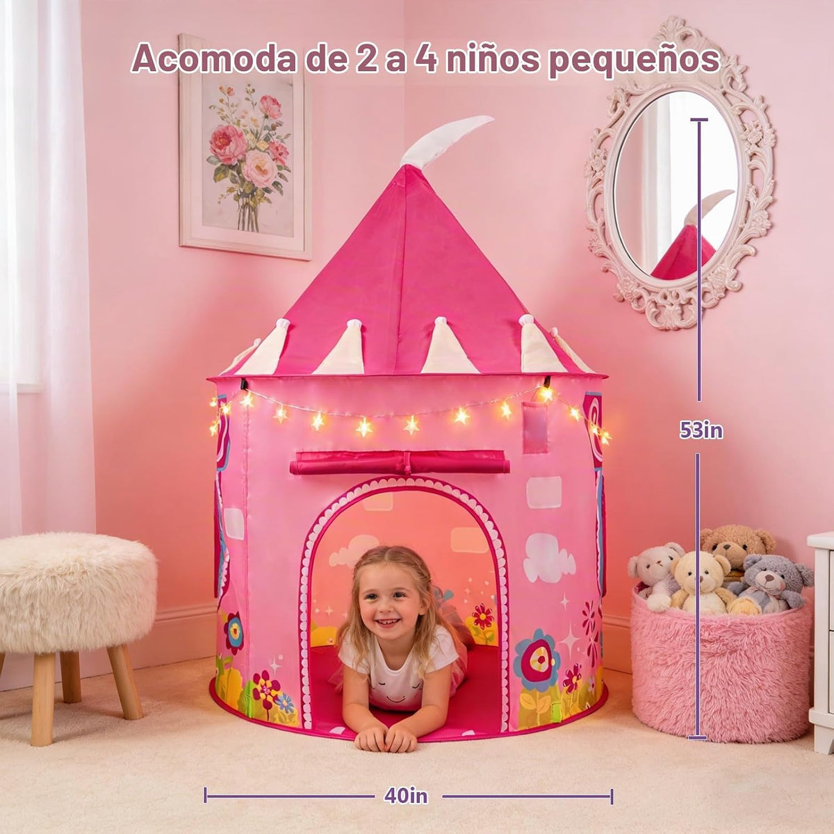 ROIWUIE Tienda de campaña de juego Princess Castle para niños, tien...