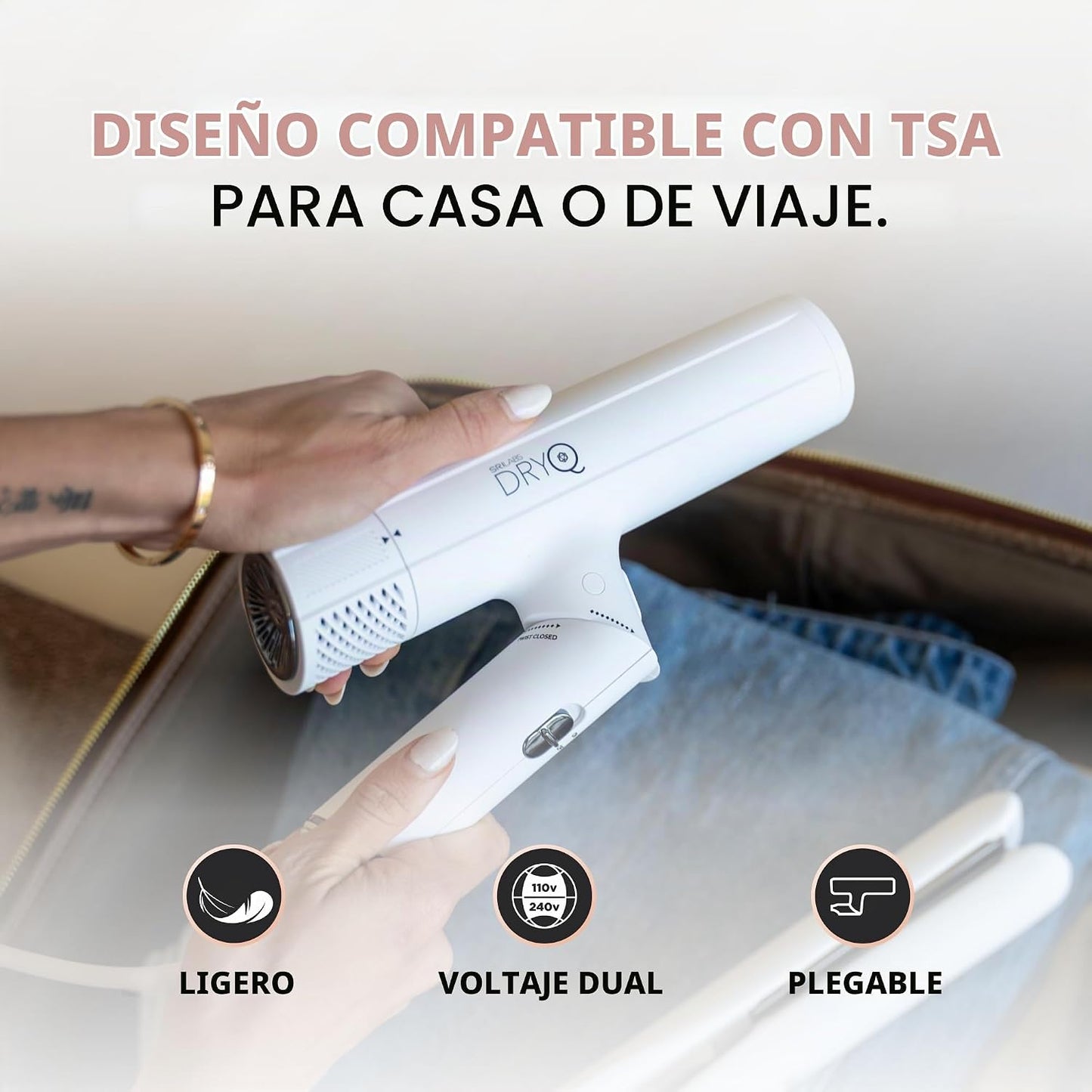 SRILabs DryQ - Secador de pelo 'Smart', edición blanca, súp...