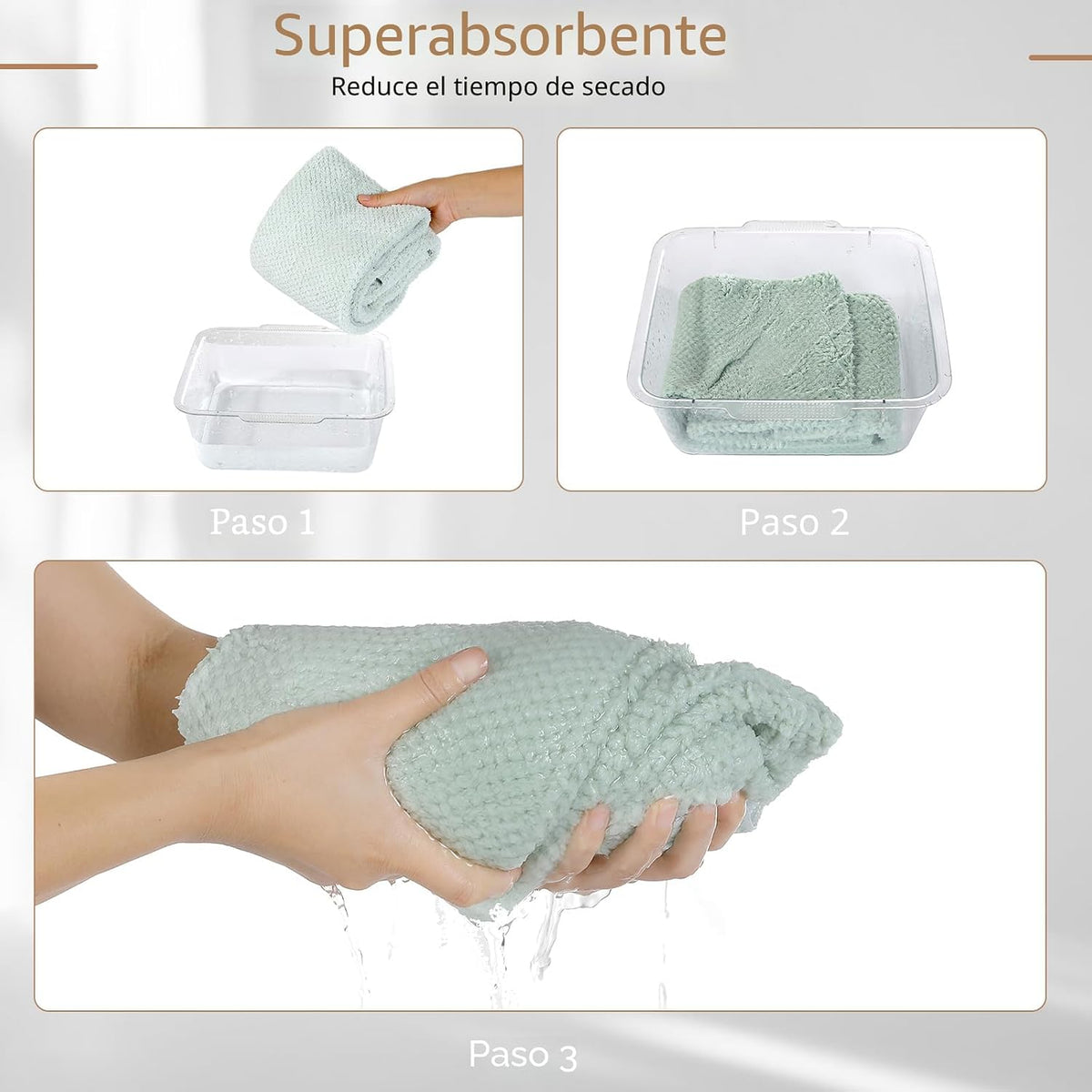 Laojbaba Toalla de microfibra para el cabello de secado rápido, toa...