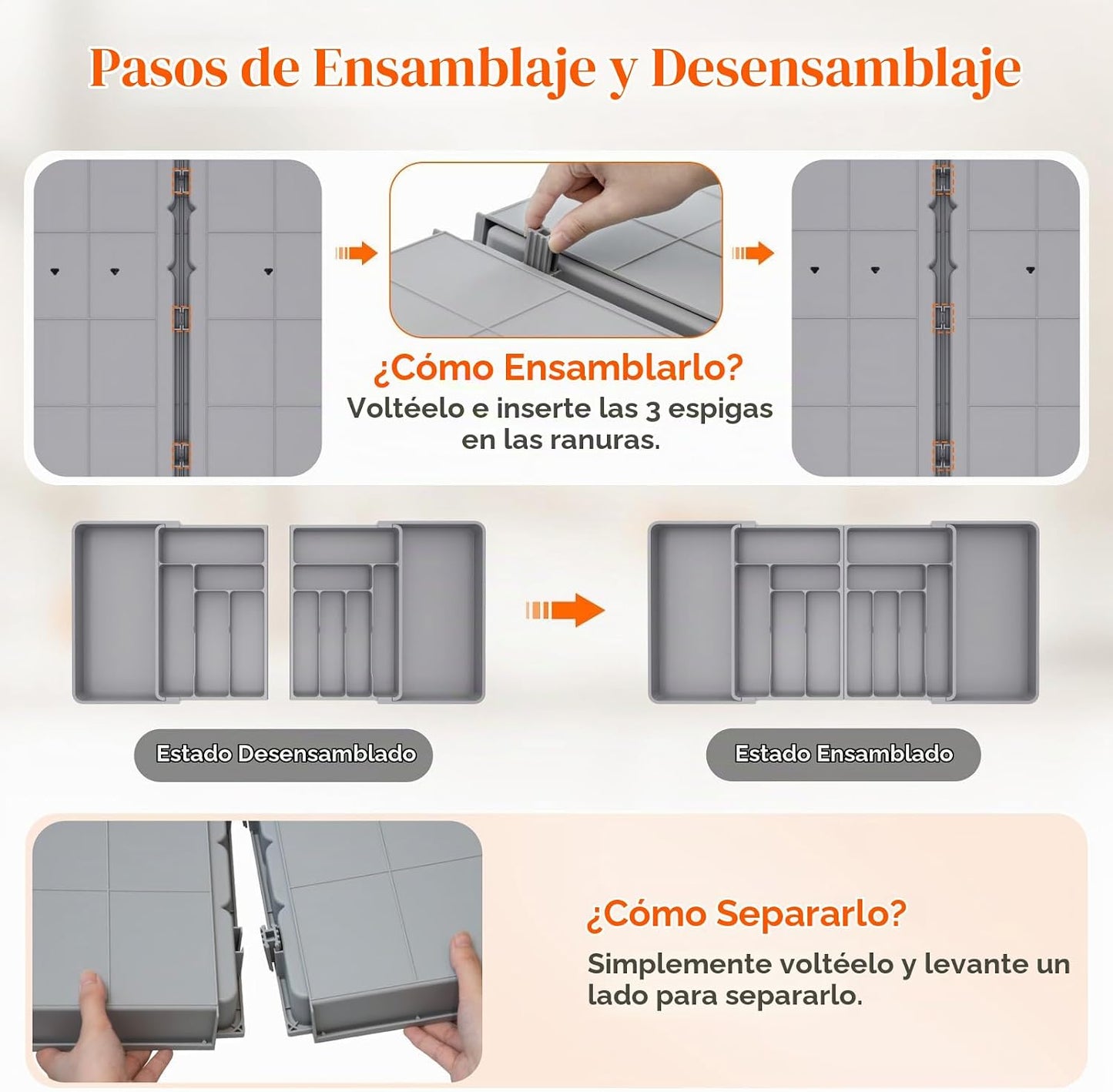 Lifewit Organizador grande de cubiertos para cajón, expandible de 2...