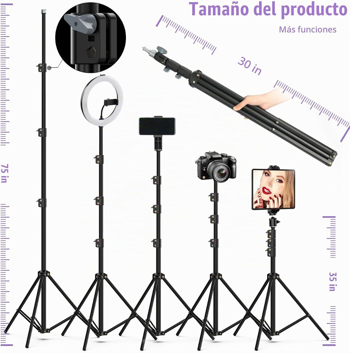 MACTREM - Anillo de luz púrpura de 22 pulgadas para iPad iPhone con...
