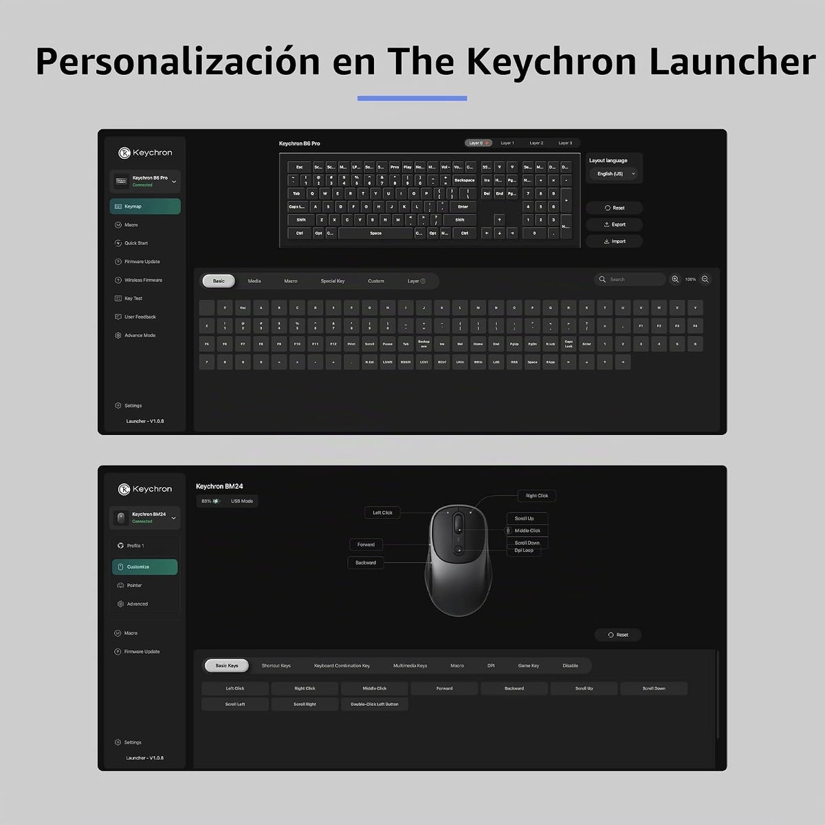 Keychron Combo de teclado y mouse inalámbricos B6 Pro, escritura si...