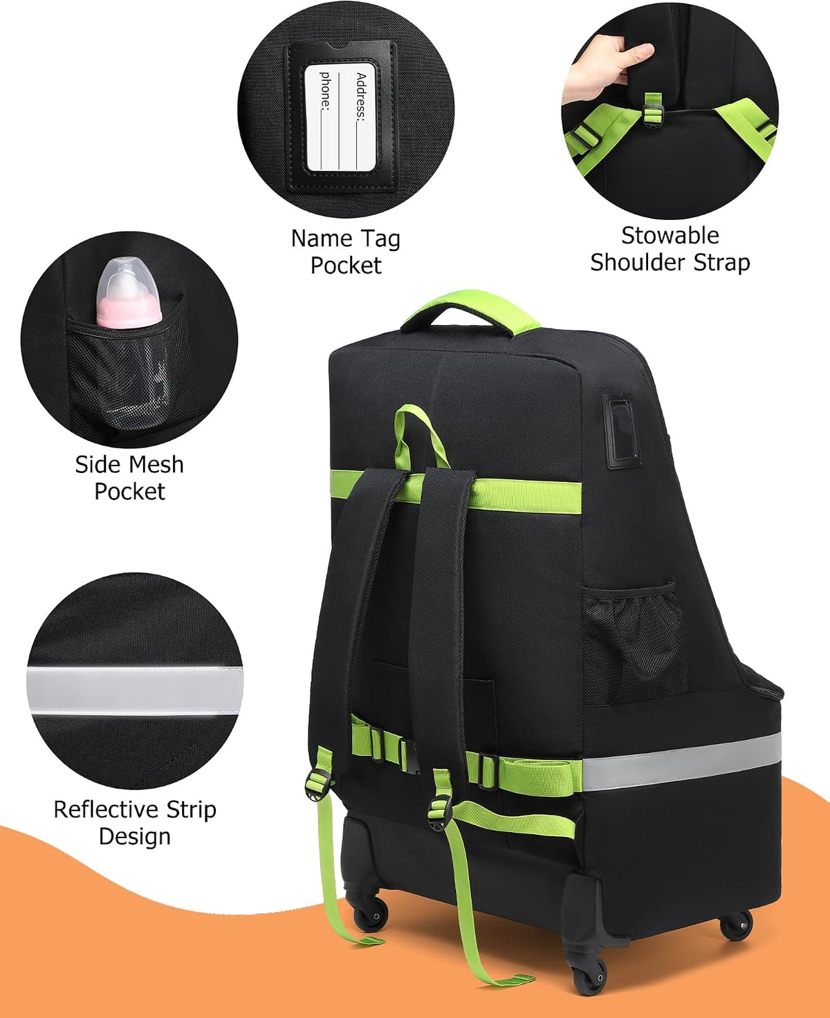 MCBD Bolsa de viaje para asiento de automóvil para avión, mochila p...