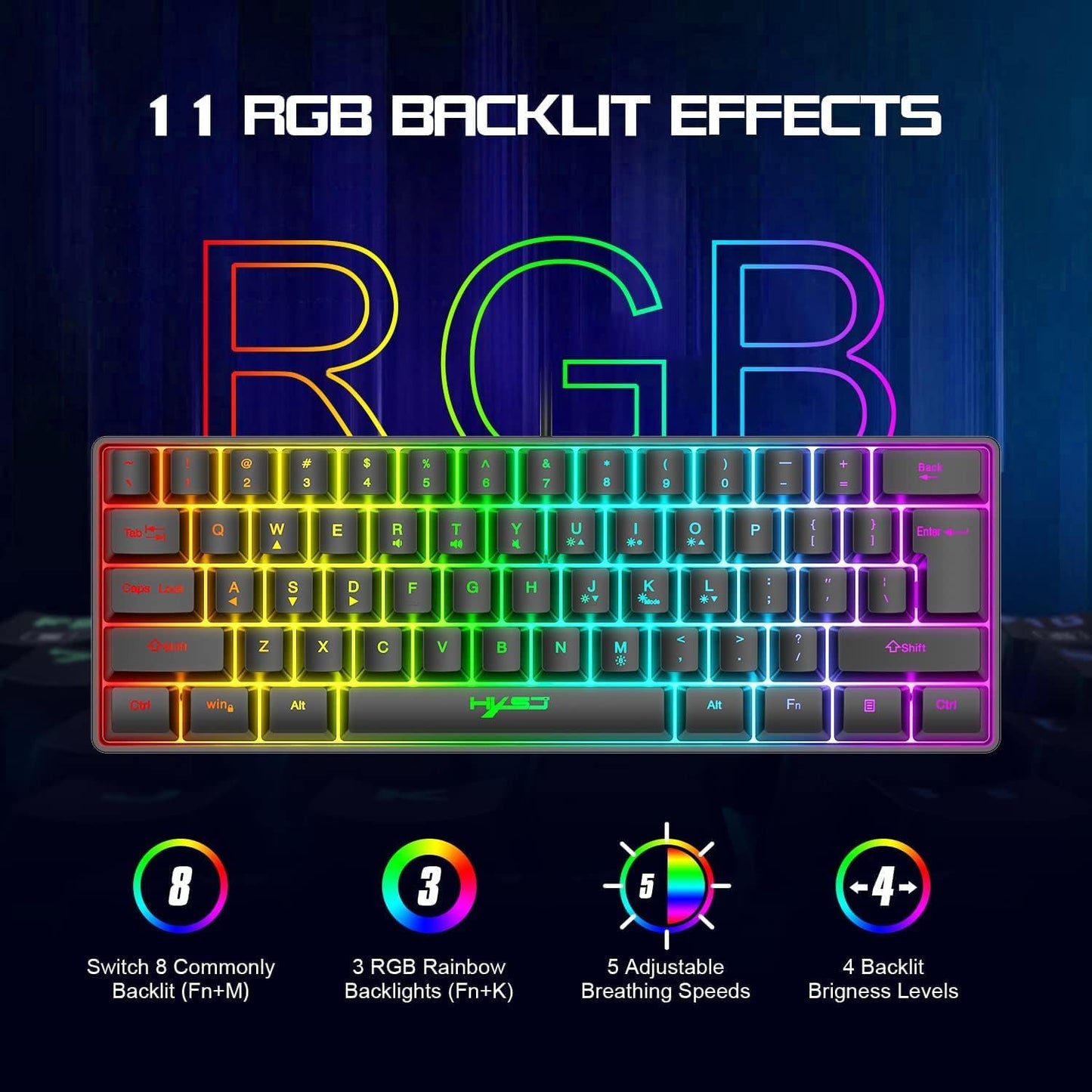 SELORSS Combo de teclado y mouse con cable RGB para juegos, teclado...
