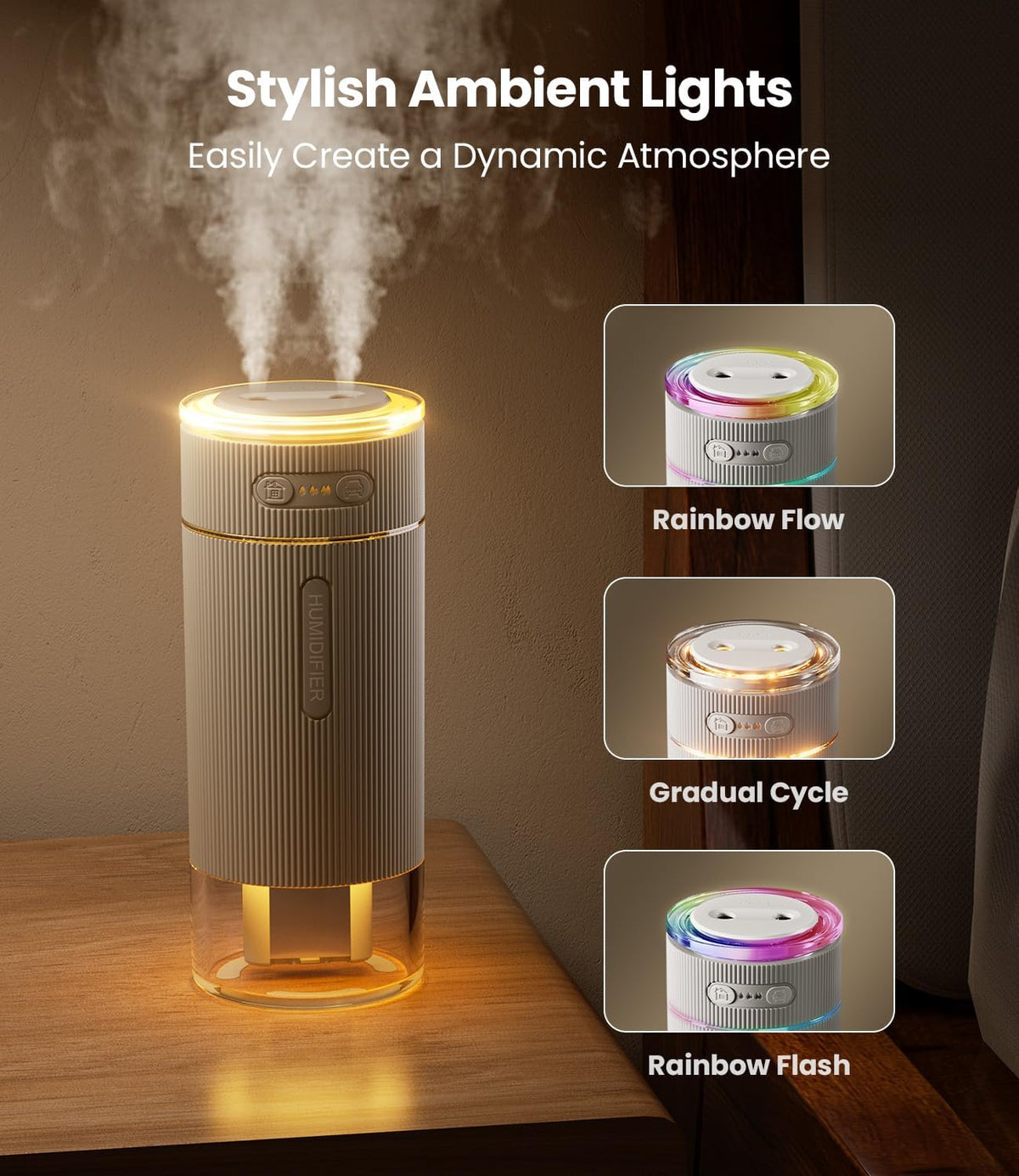 WSKEN Humidificador pequeño portátil para dormitorio, boquilla dobl...