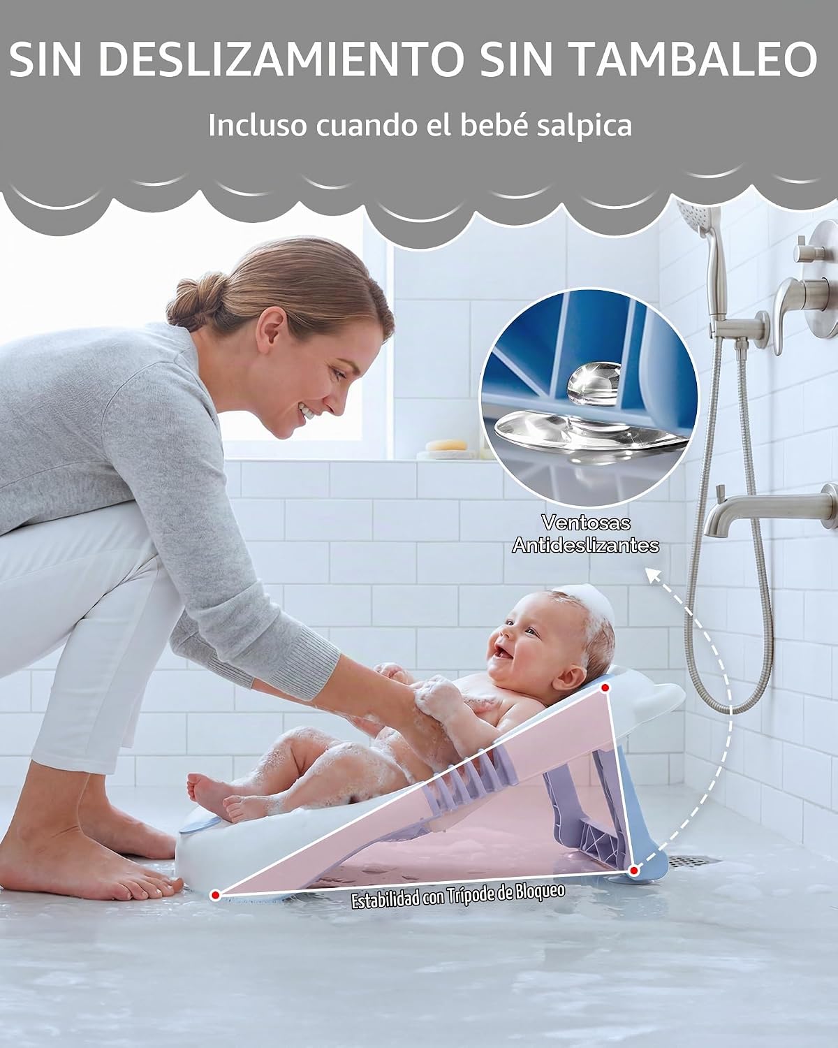 ISELECTOR Soporte de baño plegable para bebé, asiento portátil para...