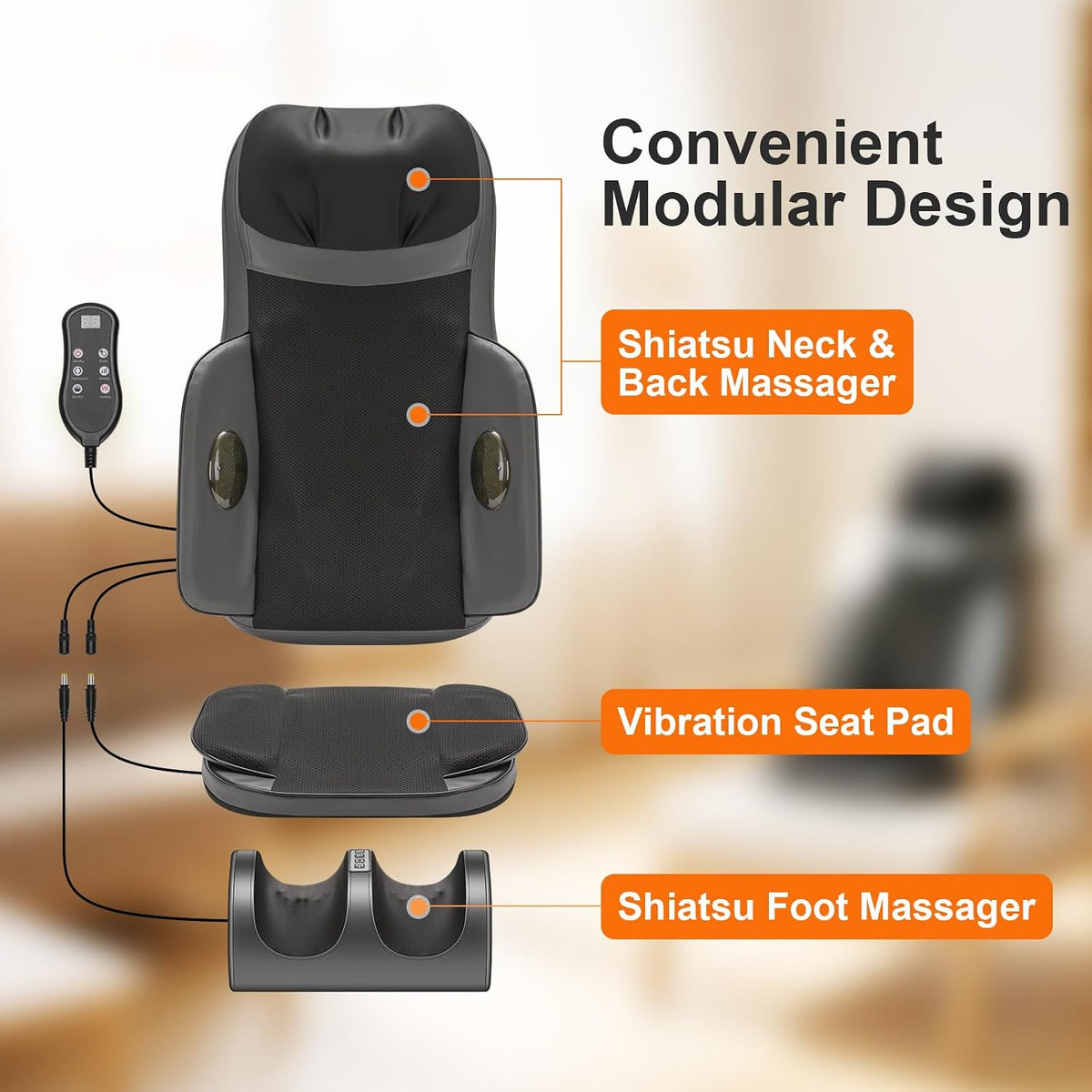Kalamera Shiatsu Masajeador de espalda de cuello para silla con mas...