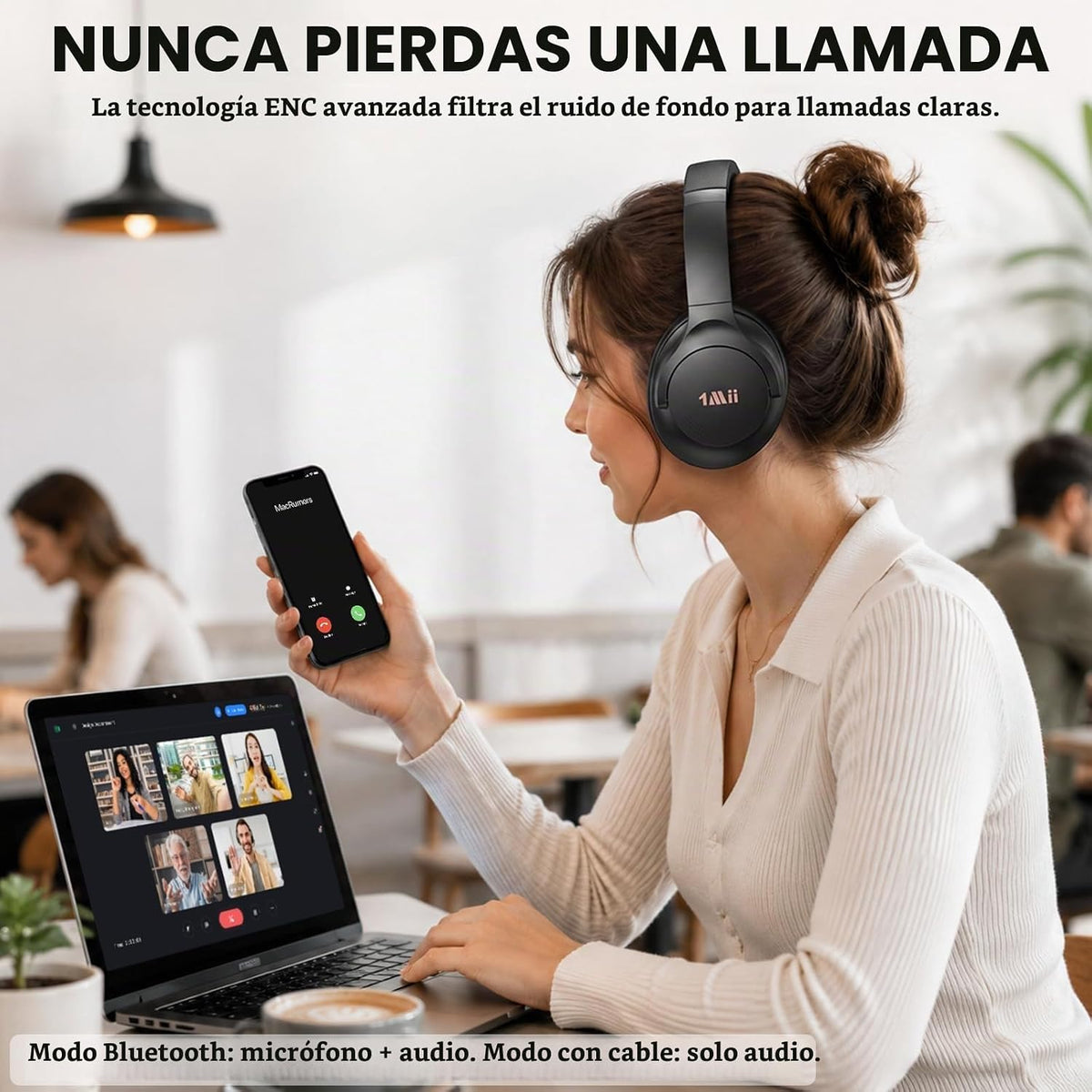 1Mii Y8+ - Auriculares con cancelación de ruido para juegos, avión...