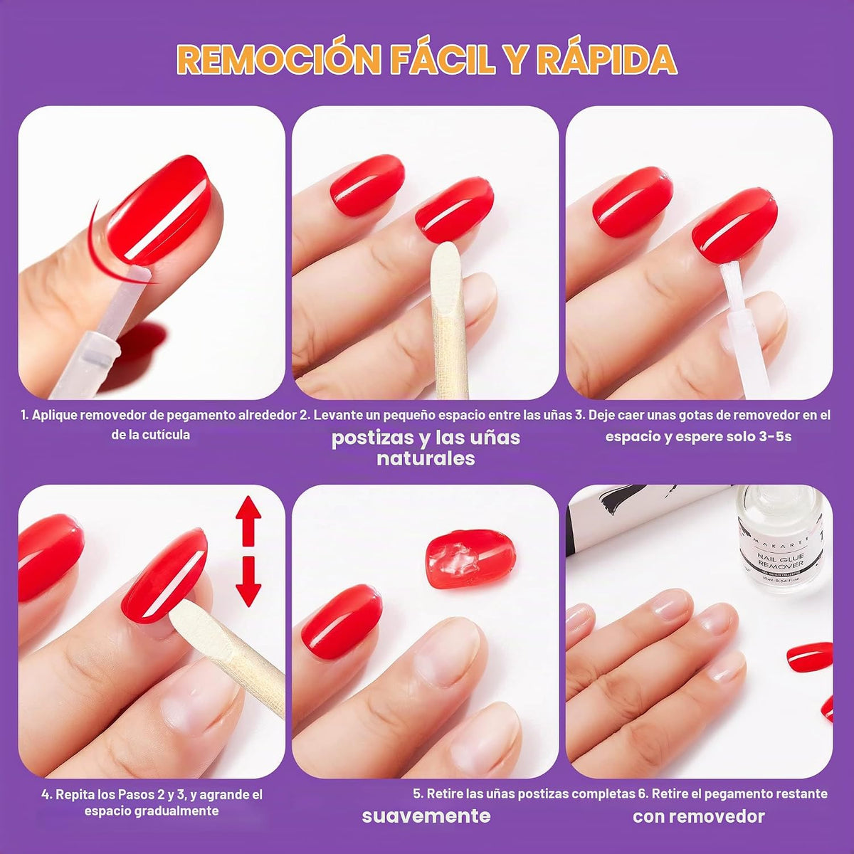 Makartt Quitaadhesivo para uñas: para acrílicos y uñas postizas - 5...