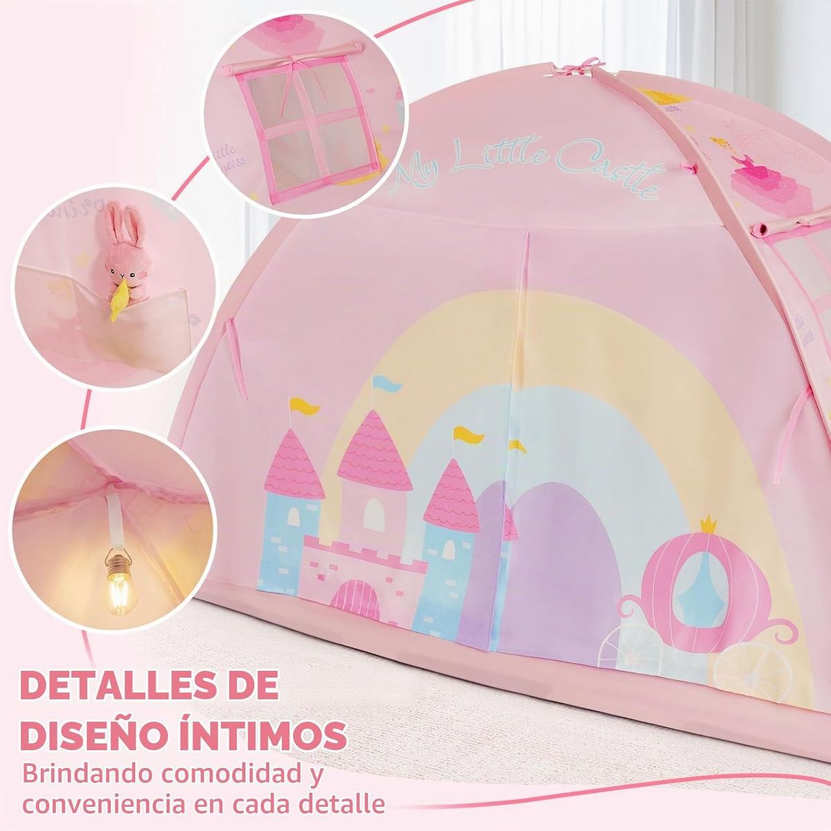 PIIKAGO Tienda de campaña de cama doble para niños, dosel de cama d...