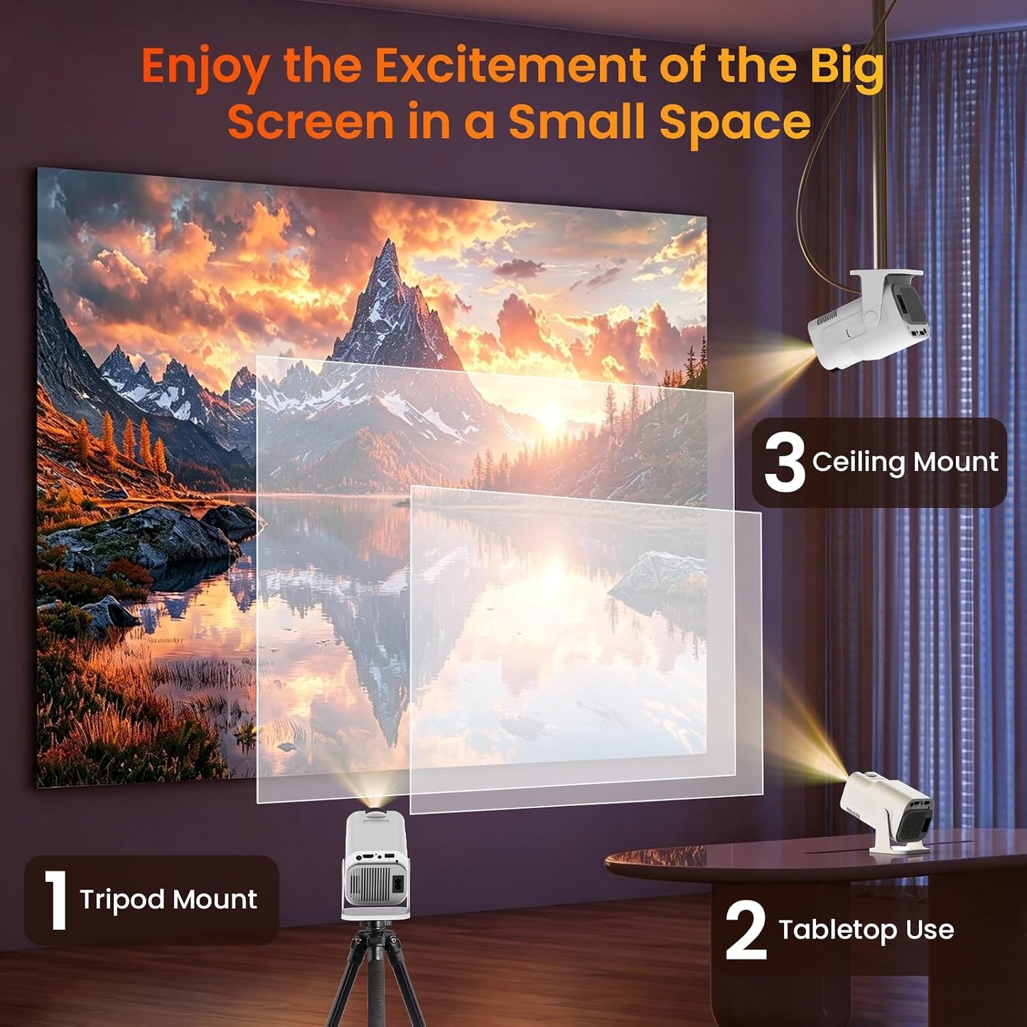 Mini proyector con WiFi y soporte Bluetooth 4K 1080P FHD 2026 Proye...
