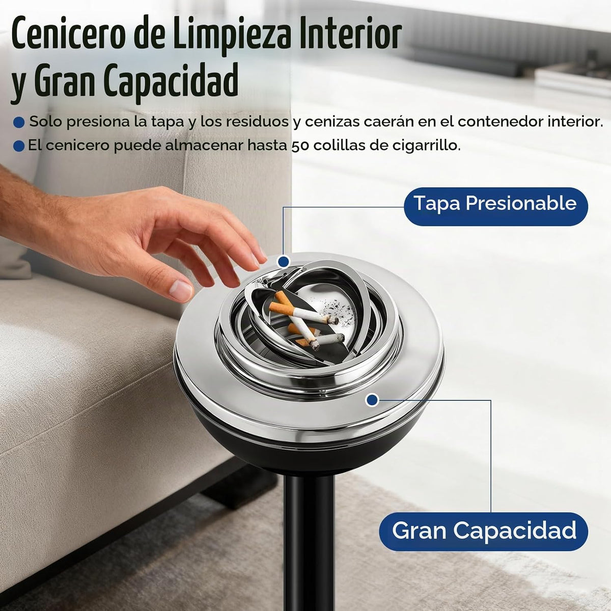 Cenicero de pie, cenicero de pie, cenicero ajustable de 16 y 24.2 p...