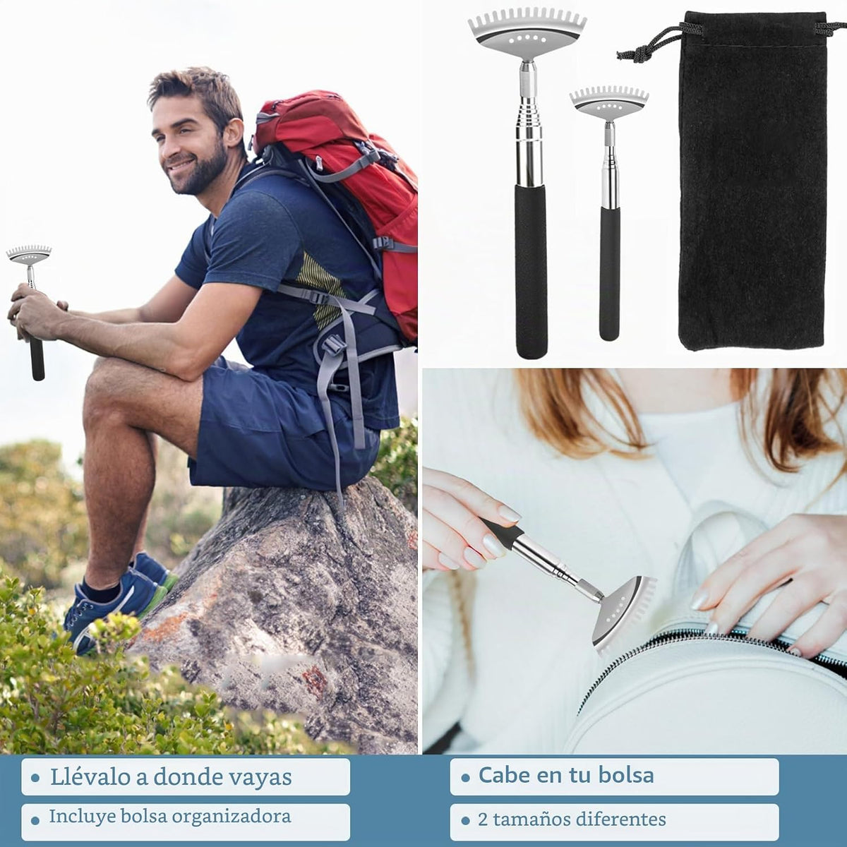 Svjetiq Rascador de Espalda Extensible Extra Grande para Hombres Mu...