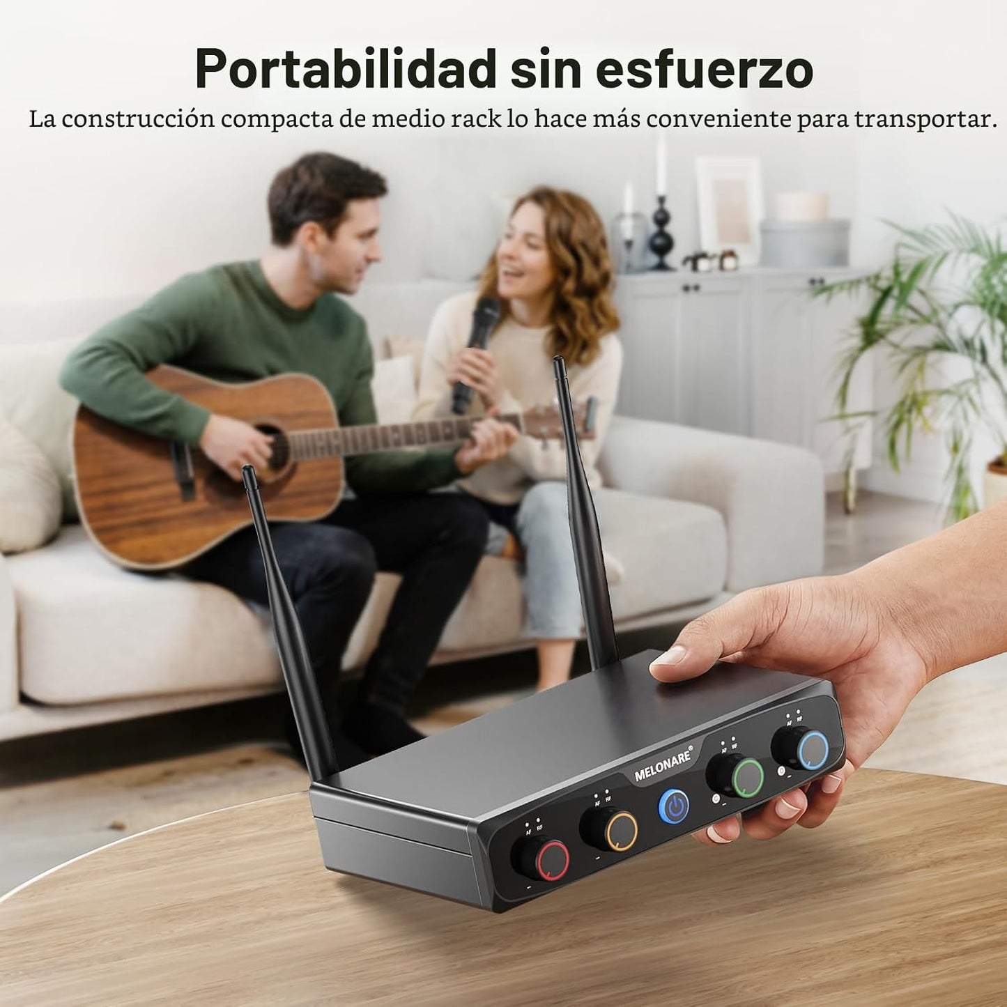 Sistema de micrófono inalámbrico MELONARE de 4 canales, juego de mi...