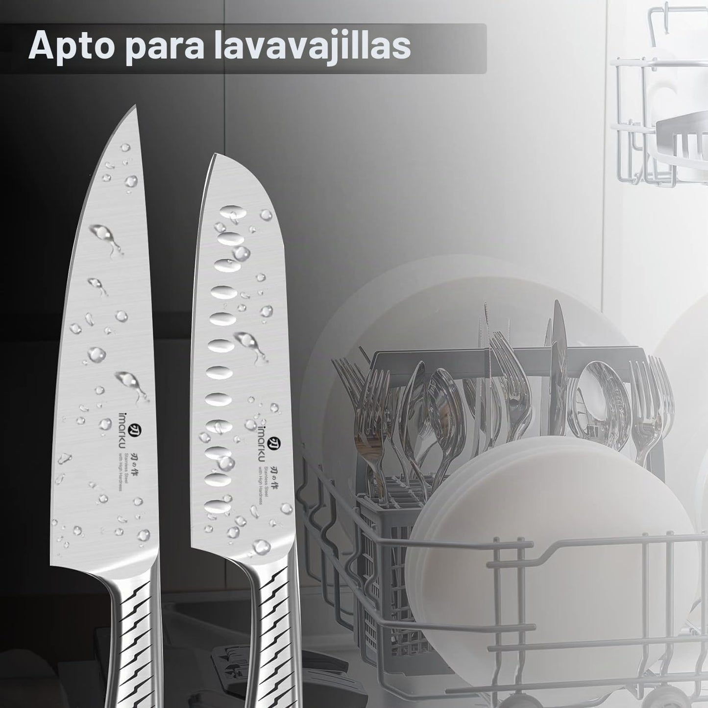 imarku® Juego de cuchillos, juego de 14 piezas para cocina con bloq...