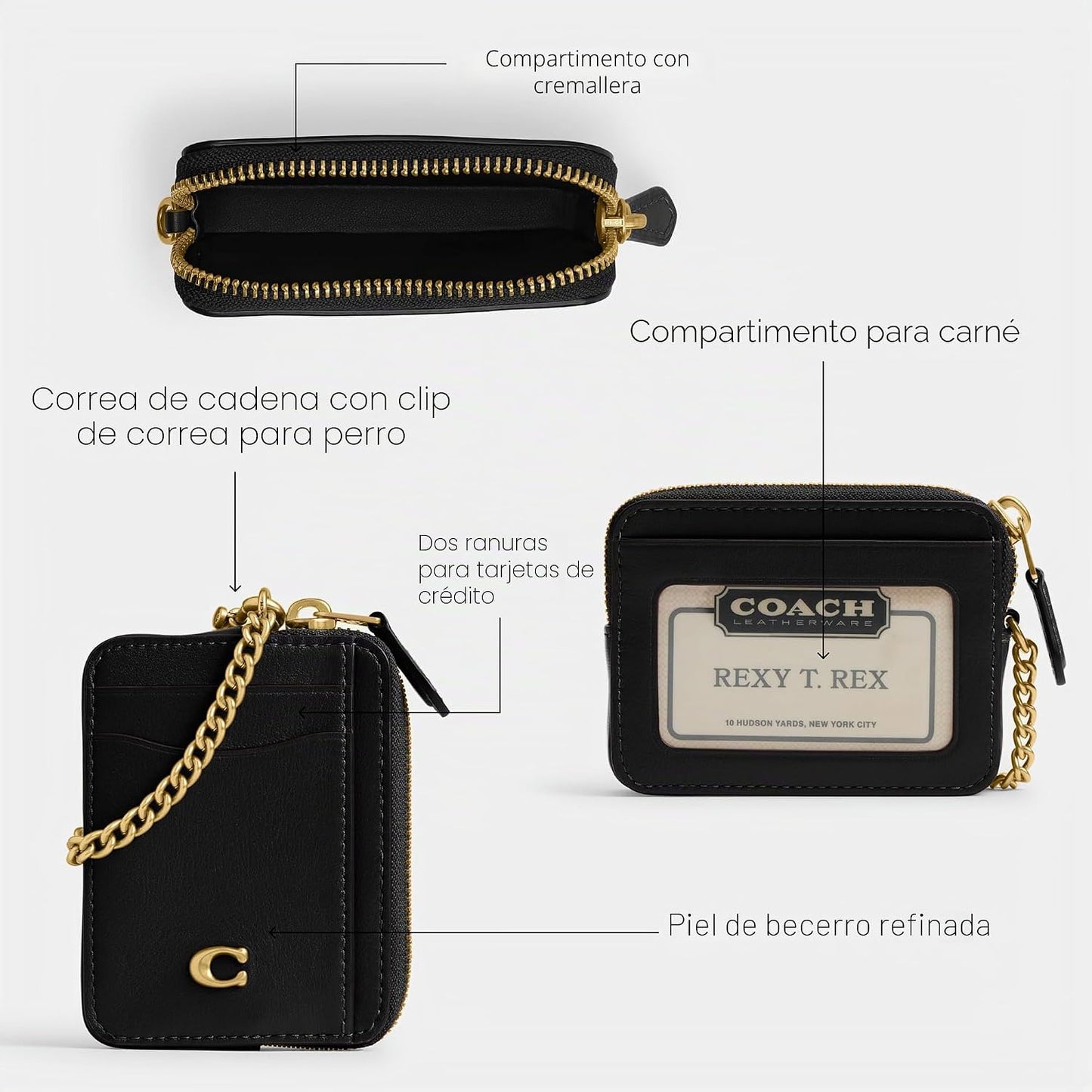 Coach Estuche para tarjetas de cadena esencial para mujer
