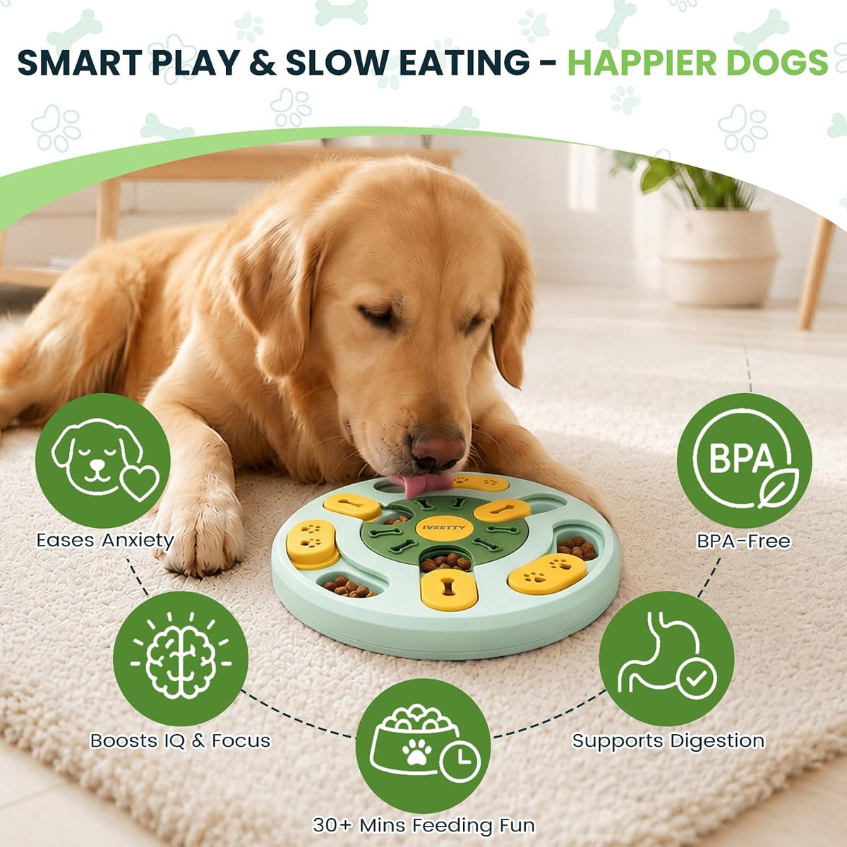 IVEETTY Juguete rompecabezas para perros, juguetes interactivos par...