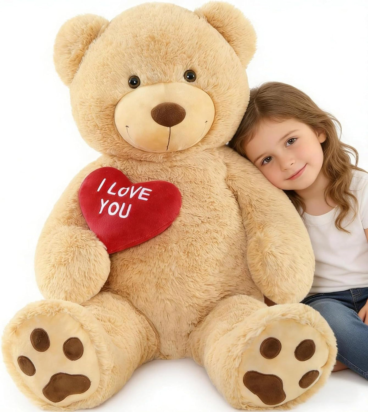 BENINY Osos de peluche gigantes en forma de corazón rojo, osos de p...