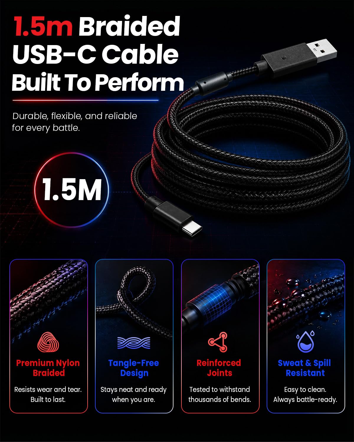 Controlador sin palanca DOYOKY para PS5 | Palo de lucha con cable d...