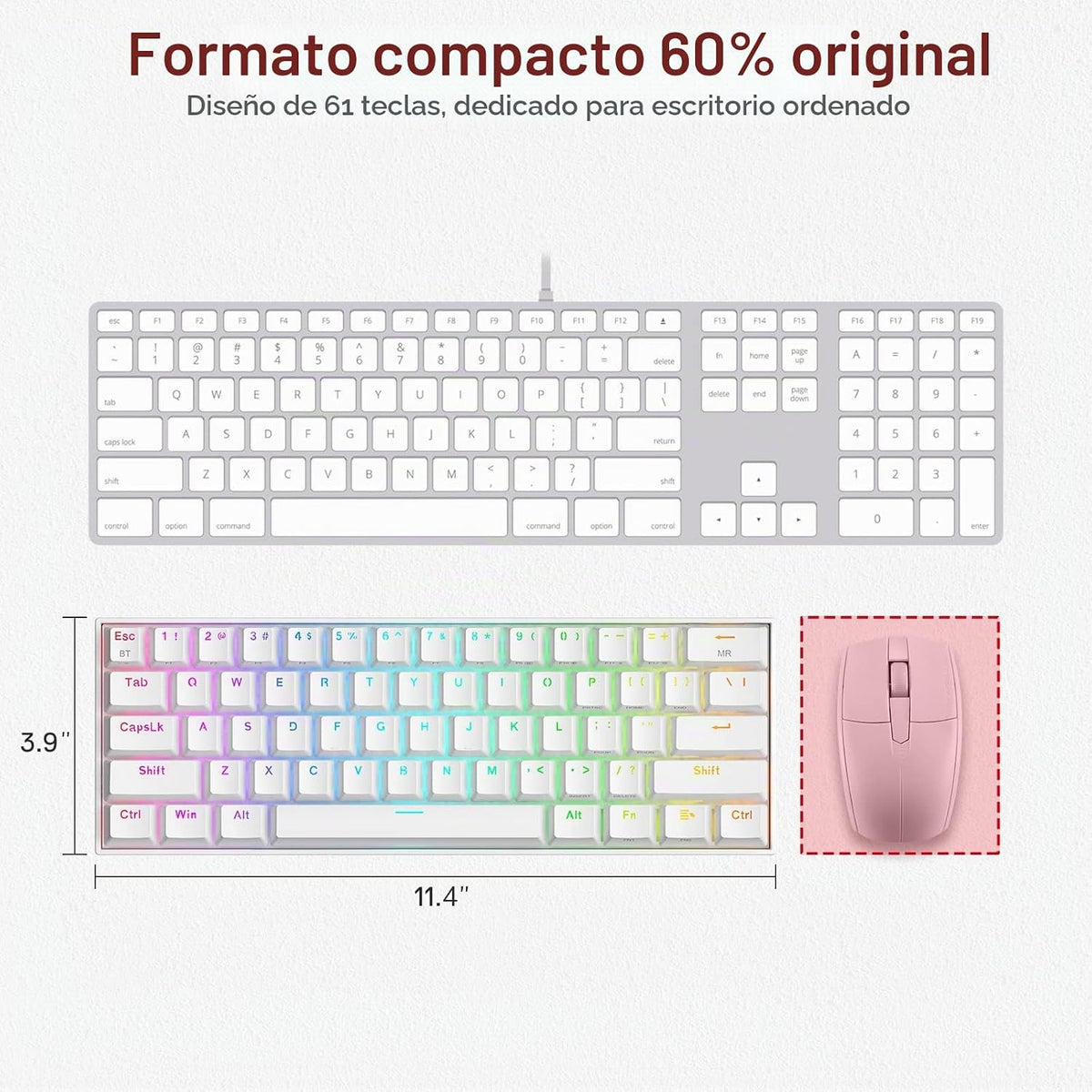 Redragon Teclado Mecánico Inalámbrico RGB K530 Pro Draconic 60%, BT...