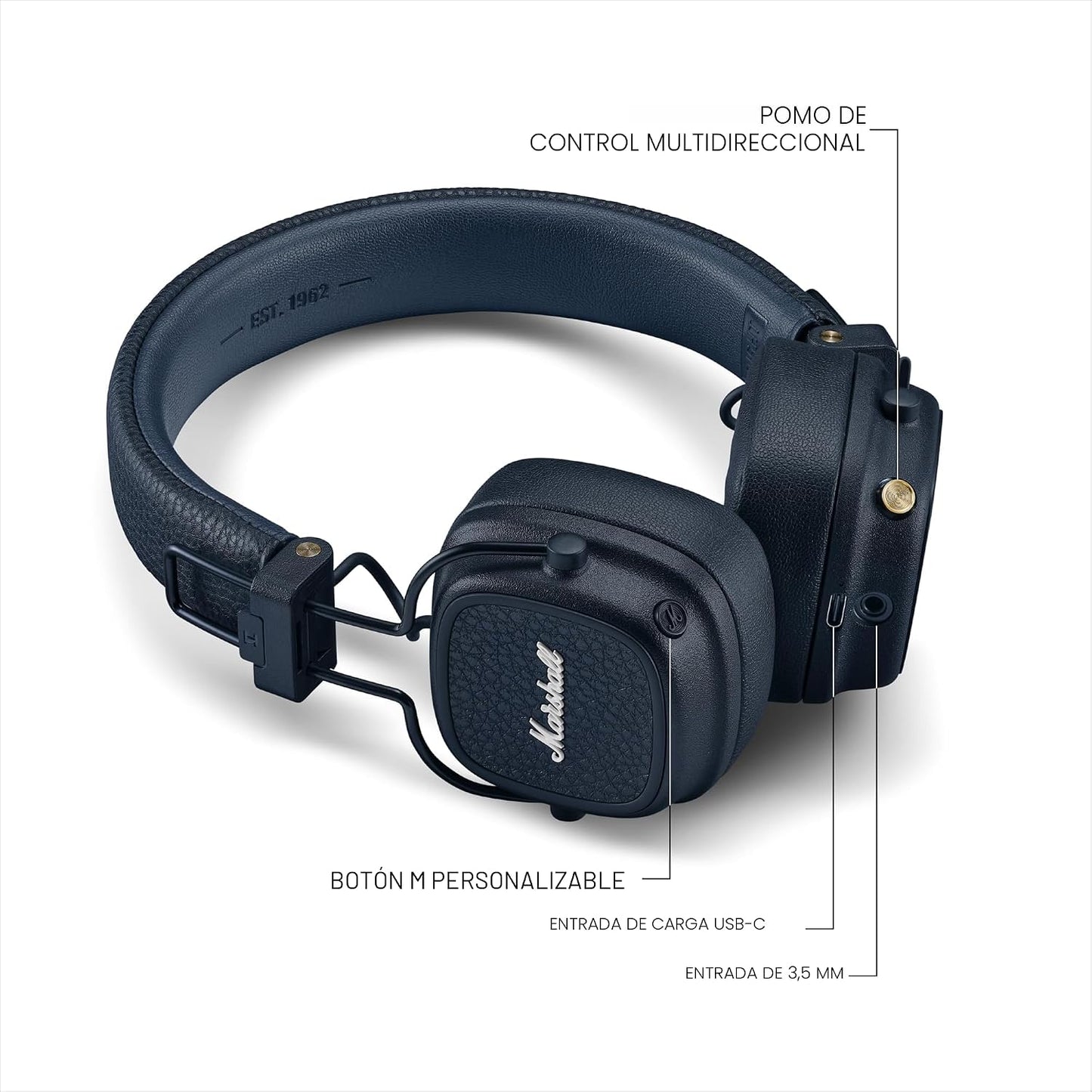 Marshall Major V - Auriculares inalámbricos Bluetooth para la oreja...