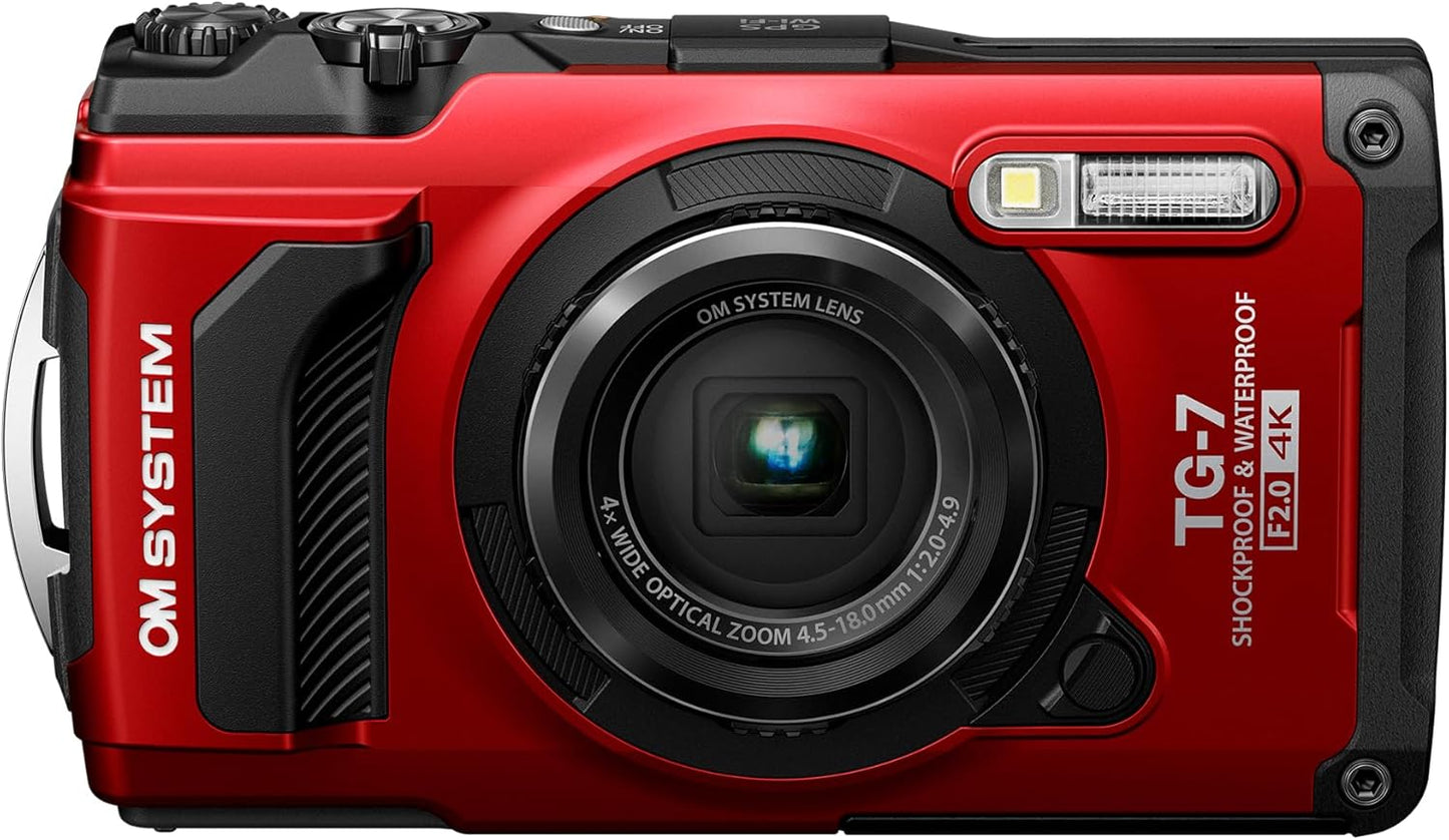 OM System OLYMPUS Tough TG-7 Cámara Subacuática Roja, Impermeable,...