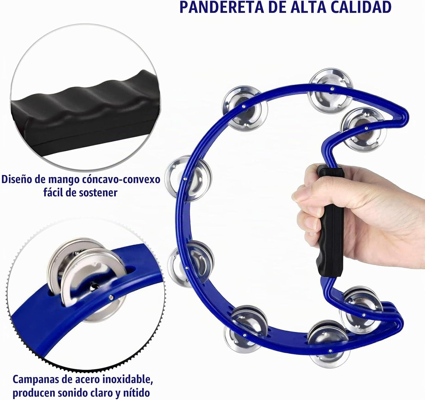 Pandereta, pandereta de 4 campanas, pandereta de pie, percusión de...