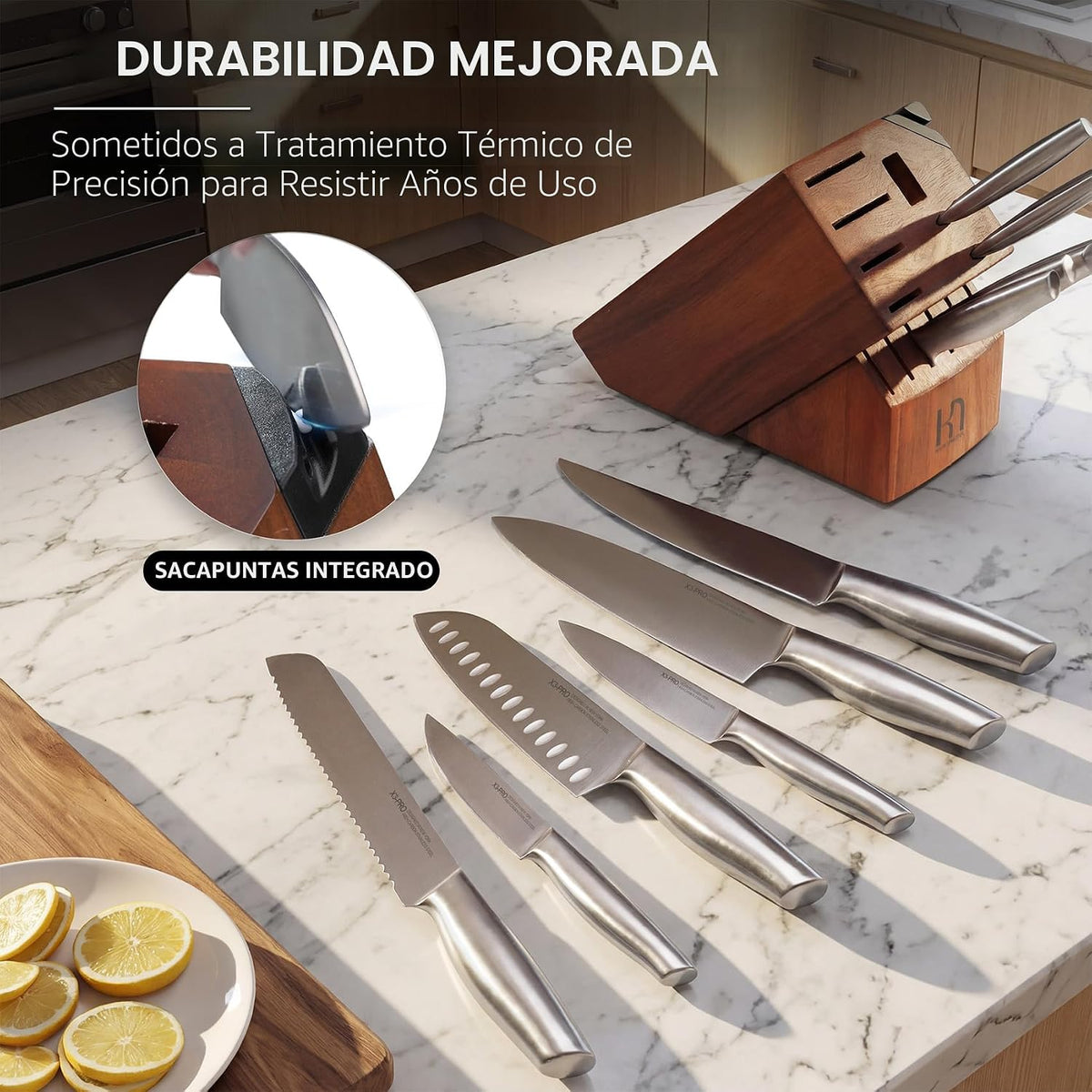 KnifeSaga - Juego de bloques de cuchillos de 14 piezas, premium, af...