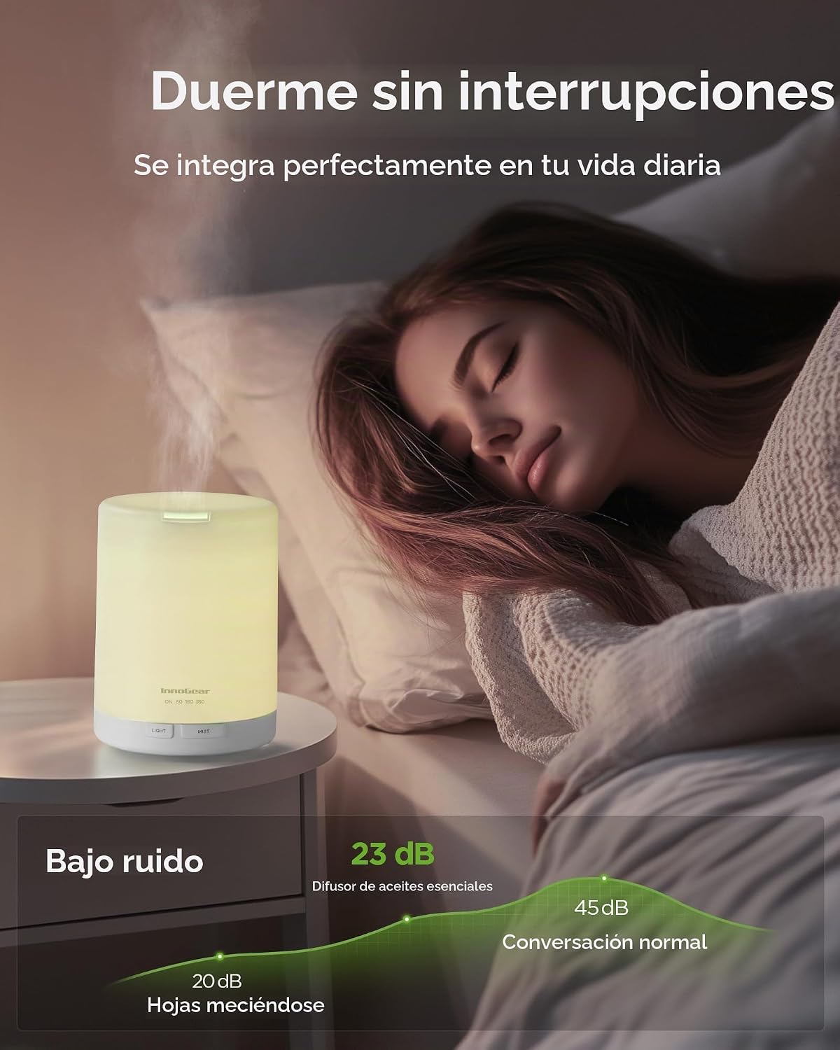 InnoGear Difusor de aceite esencial de 10.1 fl oz, difusor ultrasón...