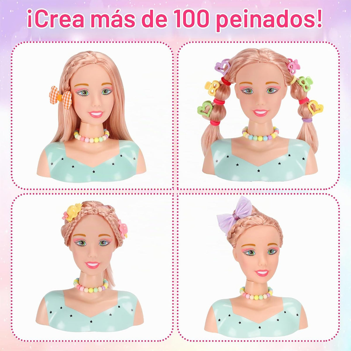 Ylpaprm 41 Piezas Cabeza de Peinado de Lujo Muñeca Cabeza de Peinad...