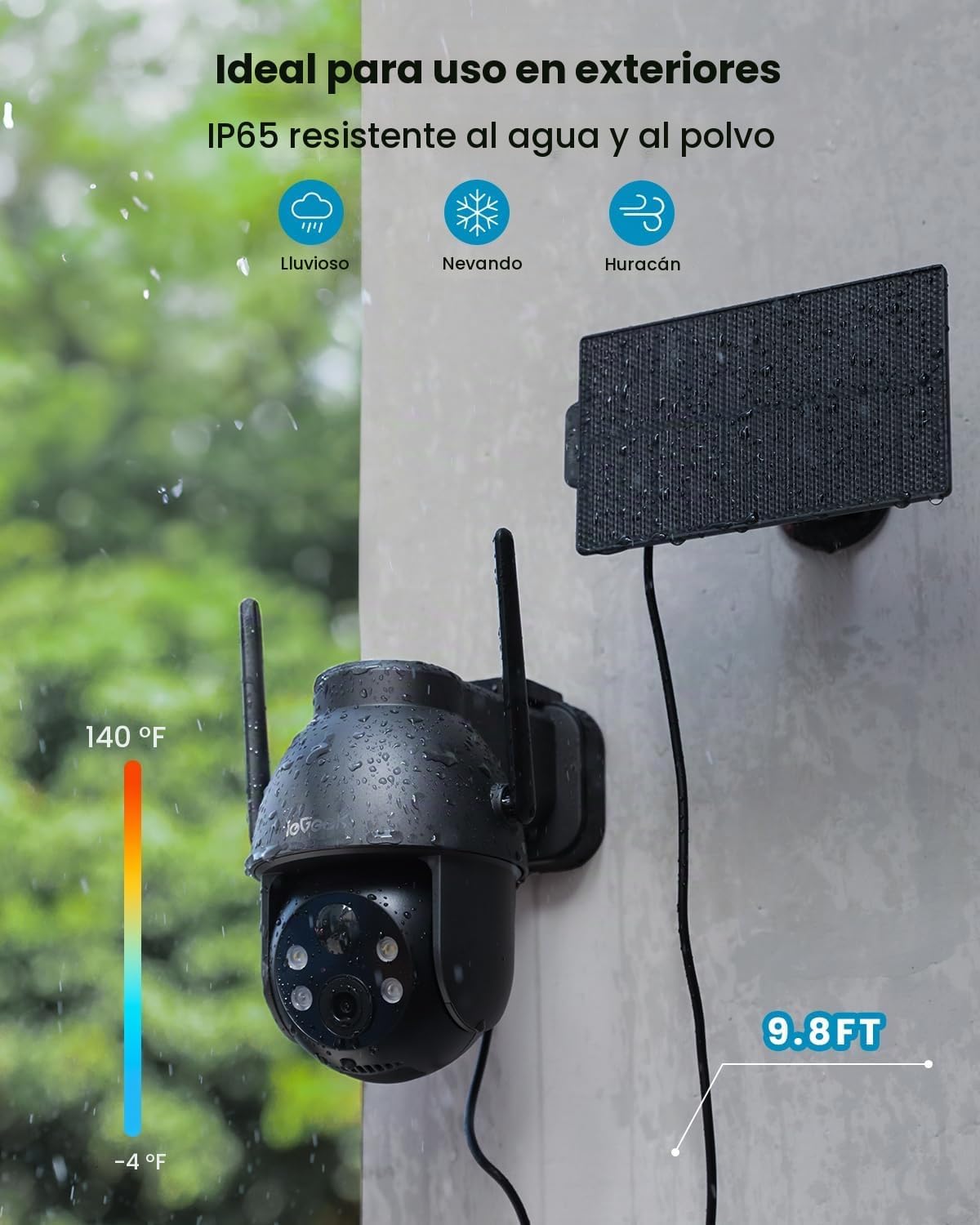 ieGeek Cámara solar inalámbrica para exteriores, cámaras WiFi 2K pa...