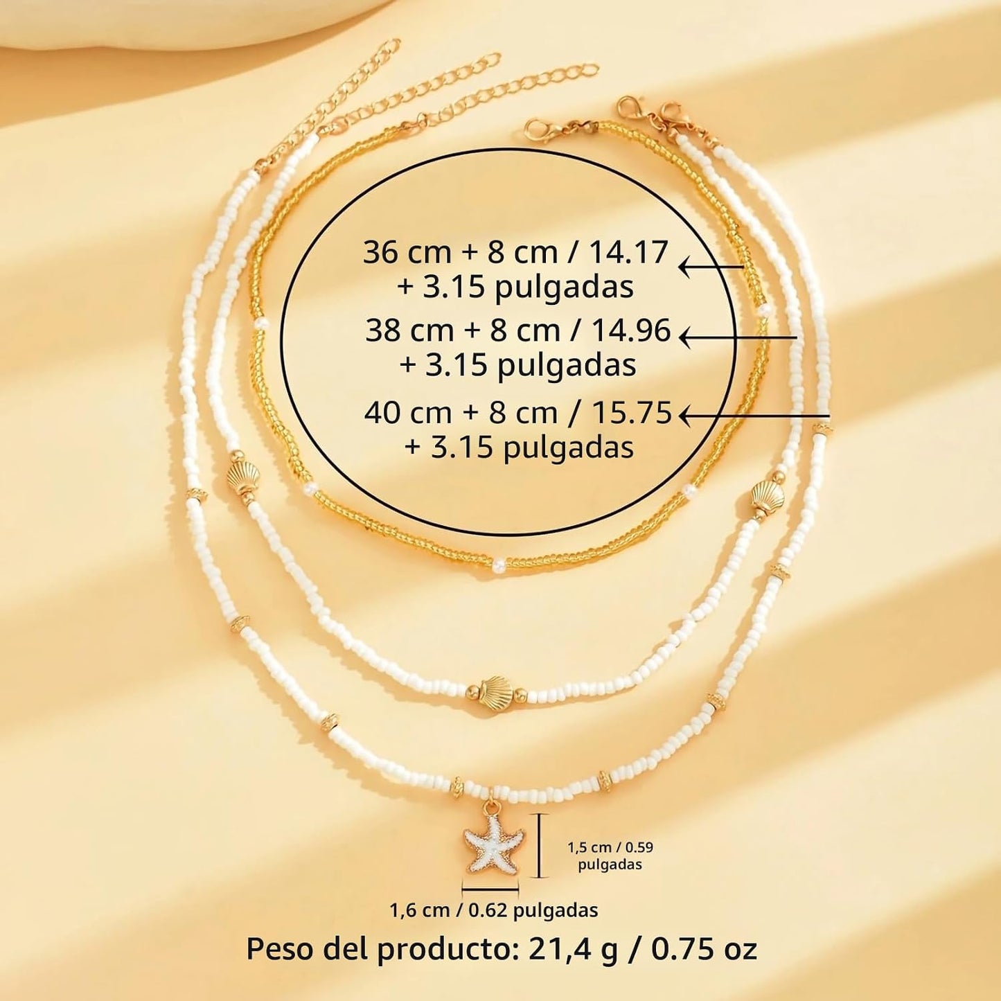 Nackiy Collar de concha marina hecho a mano para mujer, collar de c...